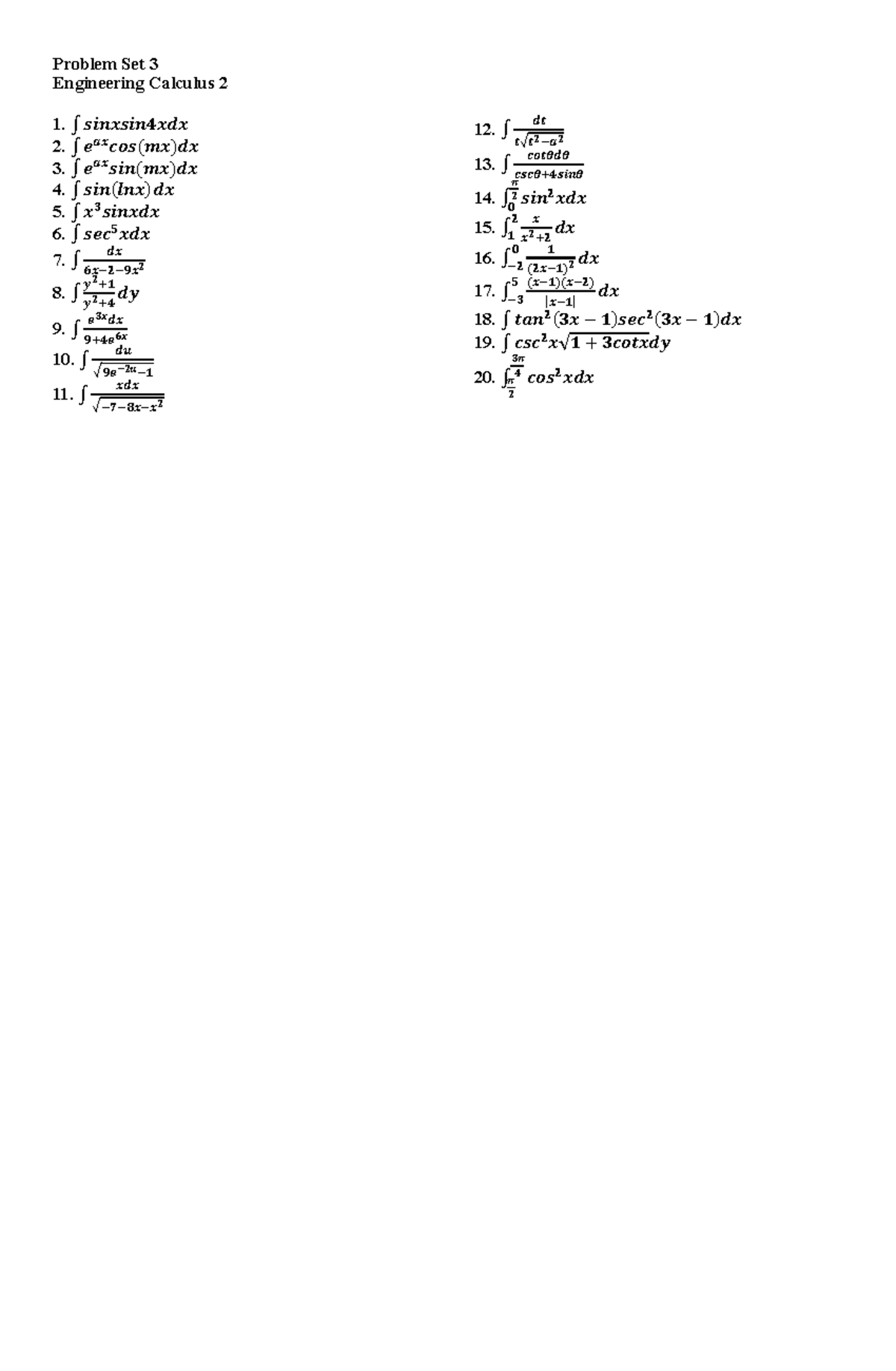 Calculus-2-Problem-Set-3 copy - BS Mechanical engineering - WMSU - Studocu