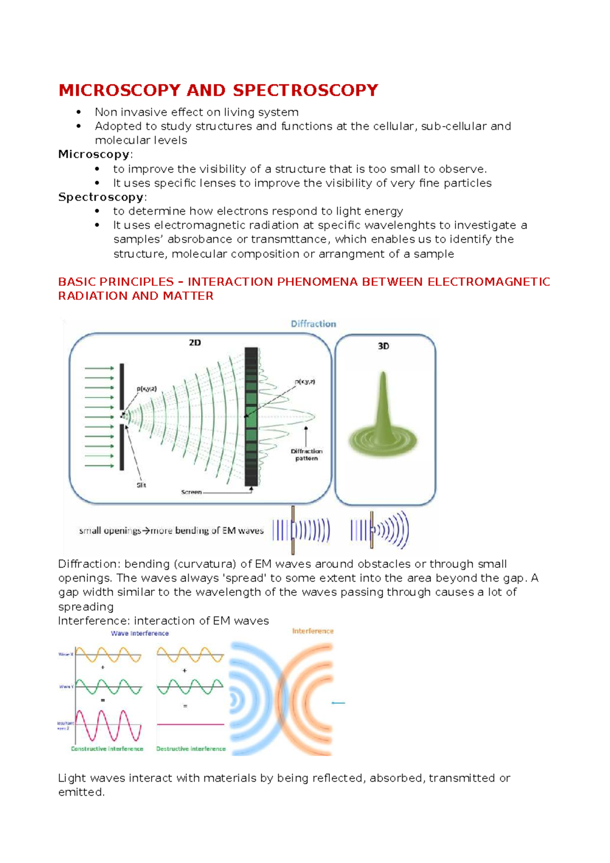 MICR 101: Microscopy and Spectroscopy Principles and Applications - Studocu