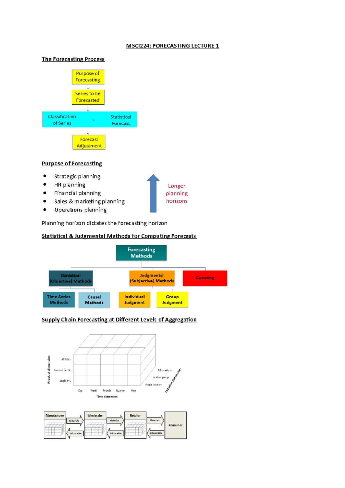 MSCI224 Forecasting Lecture 1: Key Concepts and Methods Overview - Studocu