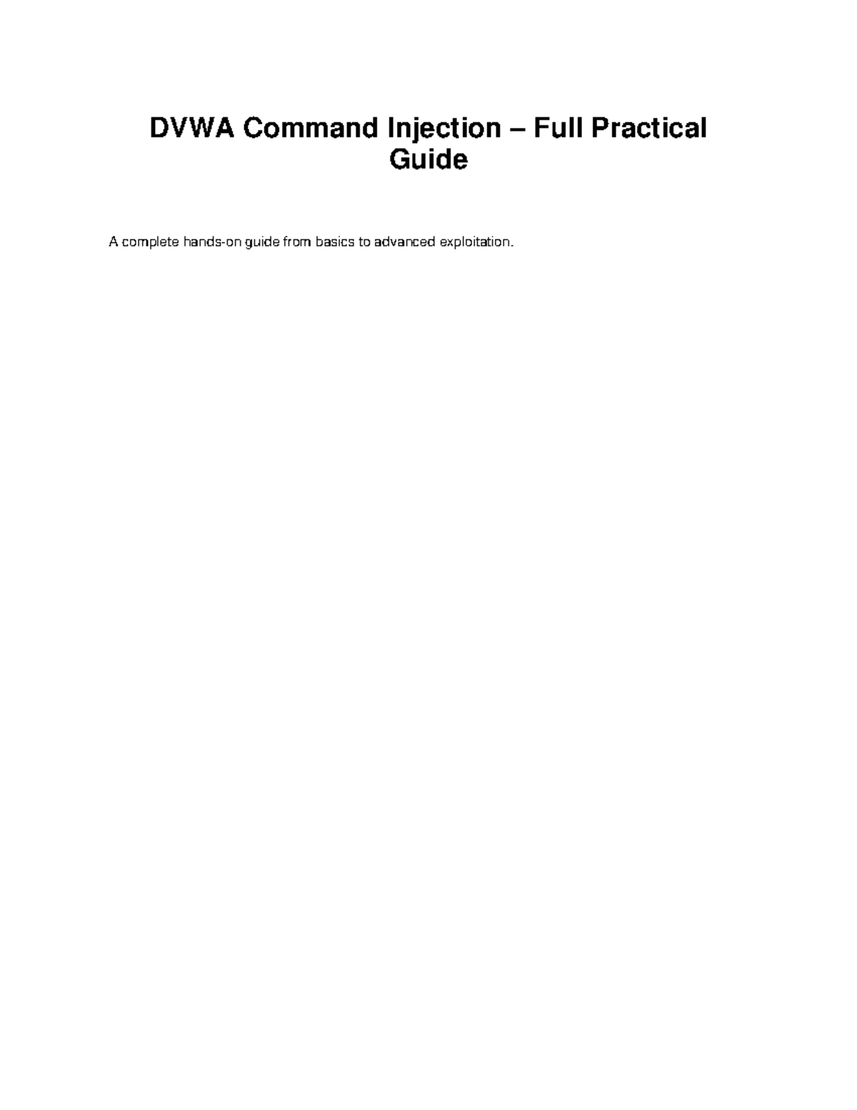 DVWA Command Injection Practical Guide: Basics to Advanced Techniques ...