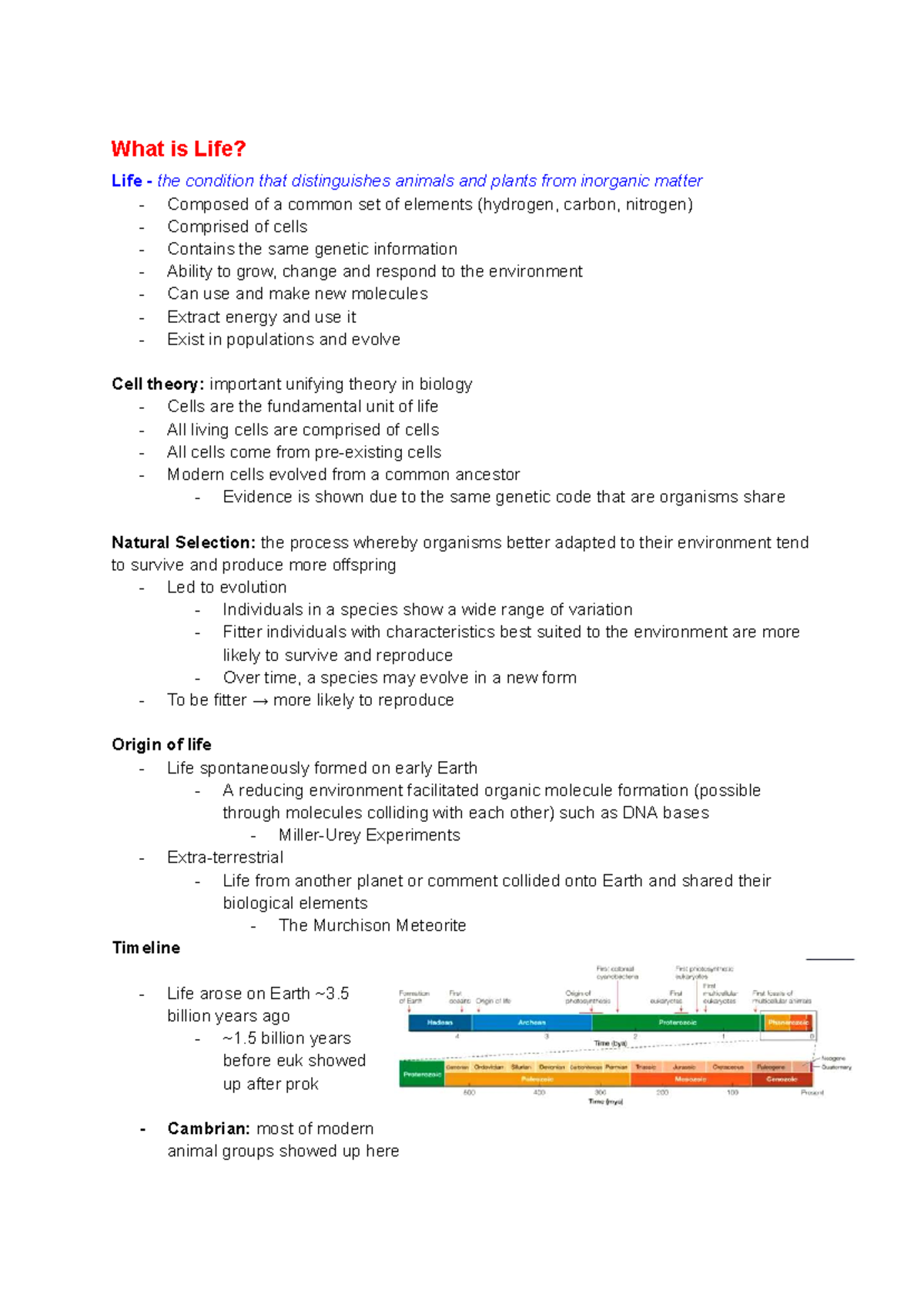 Uni Summary Notes - BIO 101: Understanding Life, Evolution, and ...