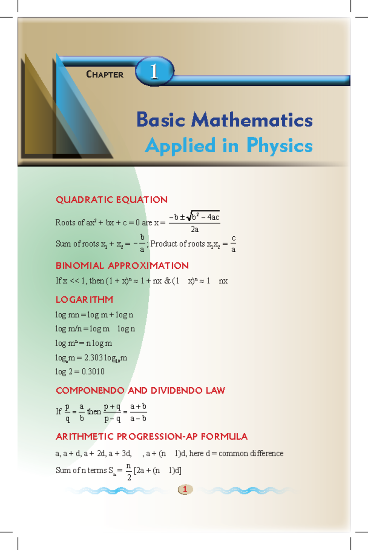 Chapter 1: Basic Mathematics in Physics - Key Concepts and Formulas ...