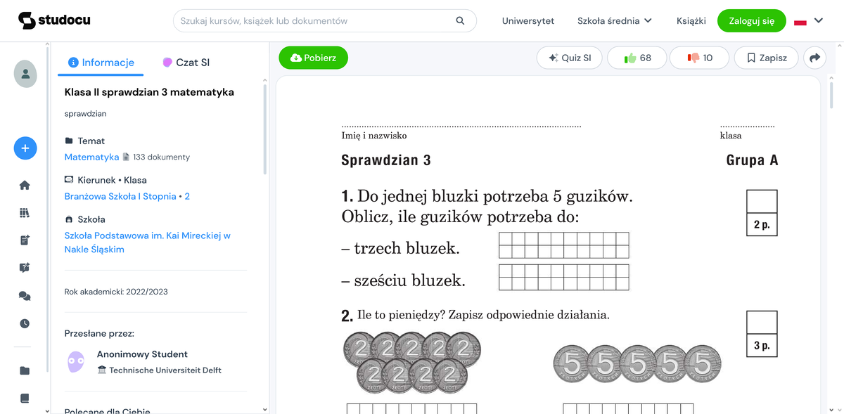 Klasa II sprawdzian 3 matematyka - Studocu - - Studocu
