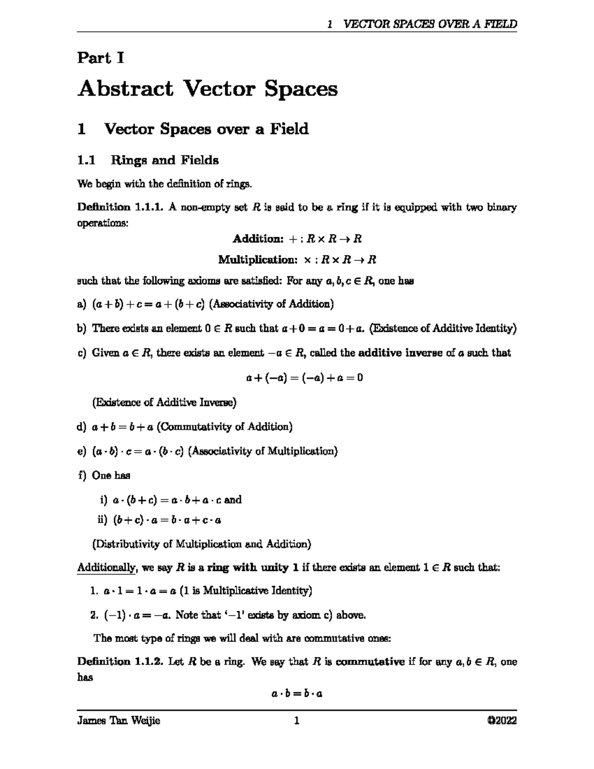MTH208 - Chapter 1: Understanding Abstract Vector Spaces - Studocu