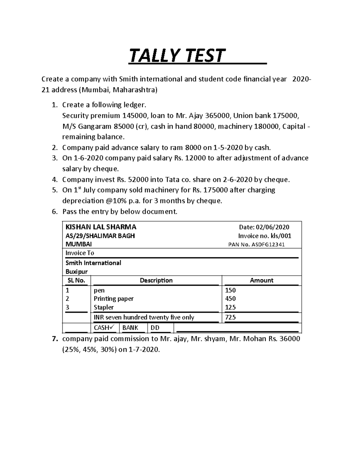 Ilide - TALLY - TALLY TEST Create a company with Smith international ...