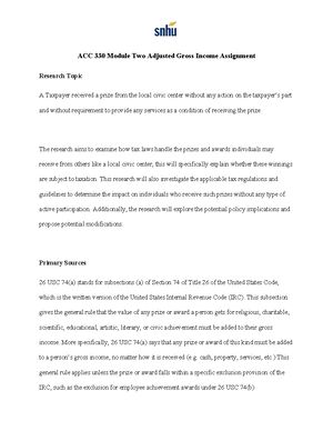 ACC 330 Module Two Income Assignment - Research all three cases using ...