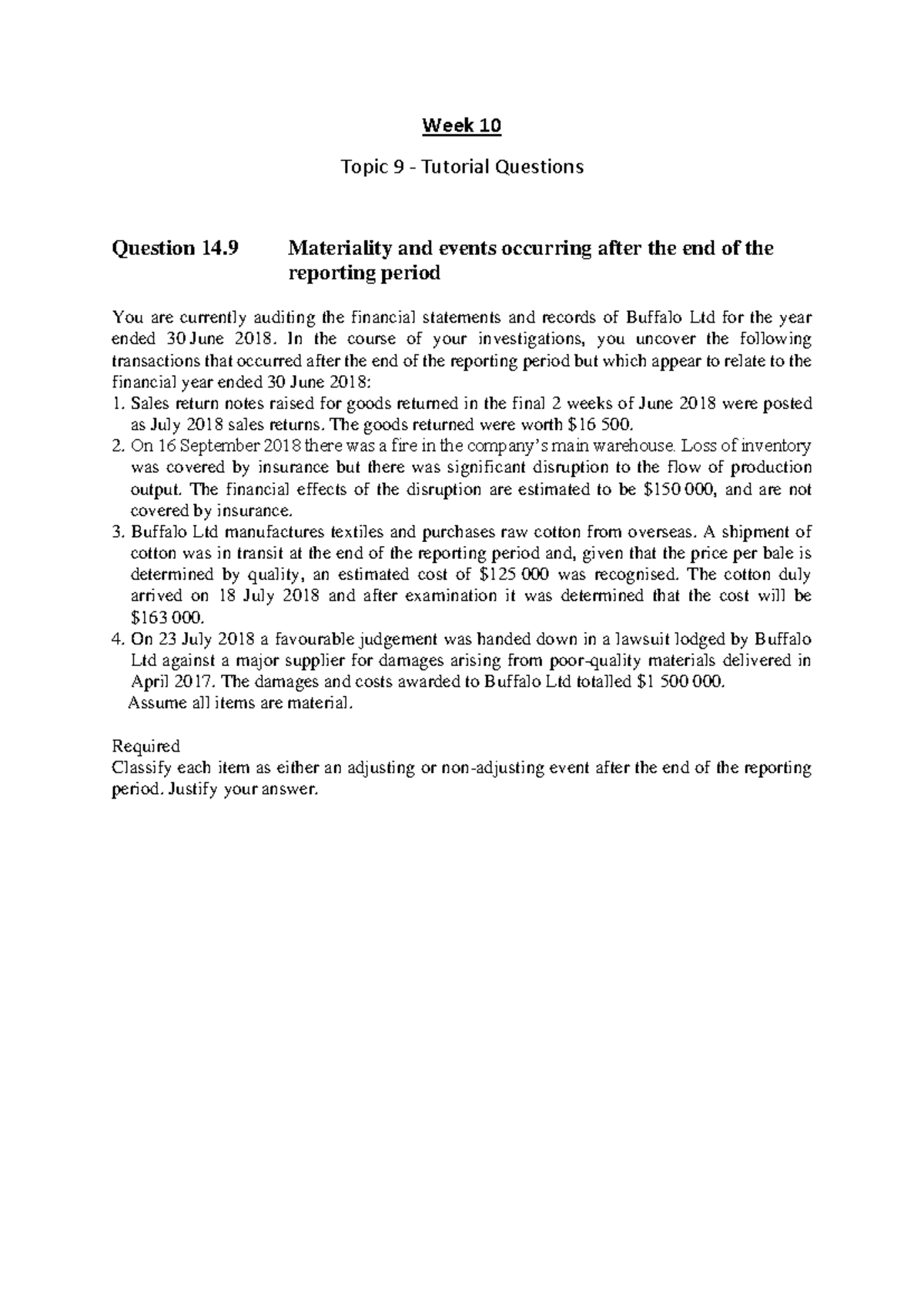 Topic 9 - Tutorial Questions - Week 10 Topic 9 - Tutorial Questions ...