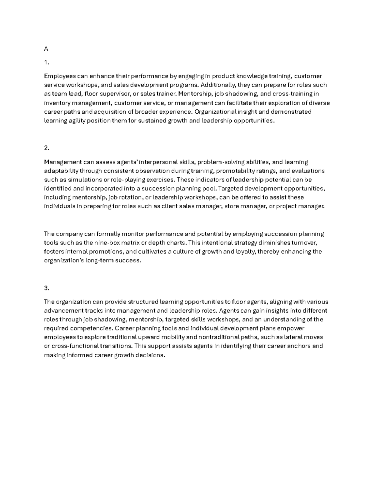 VEM2 Task 3 - Enhancing Employee Performance & Career Development - Studocu