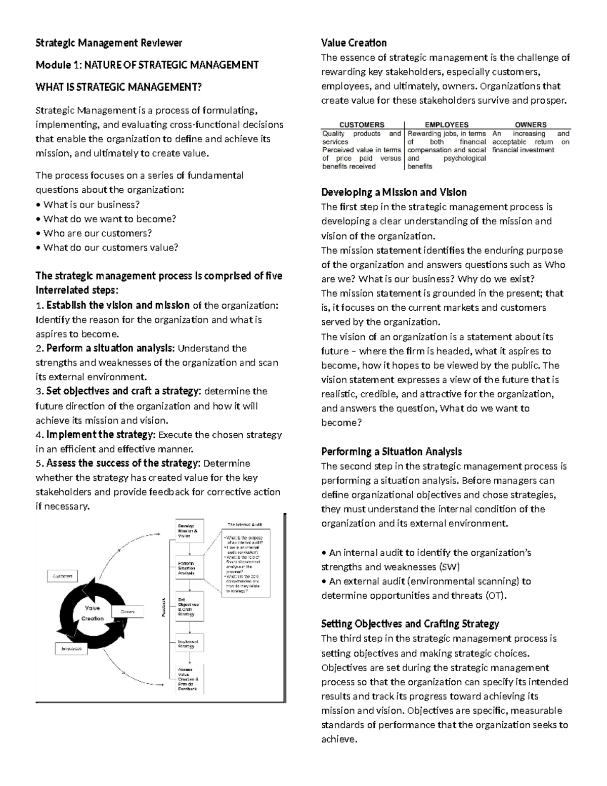 Strategic Management: Key Concepts and Processes (MGMT 101 Review ...