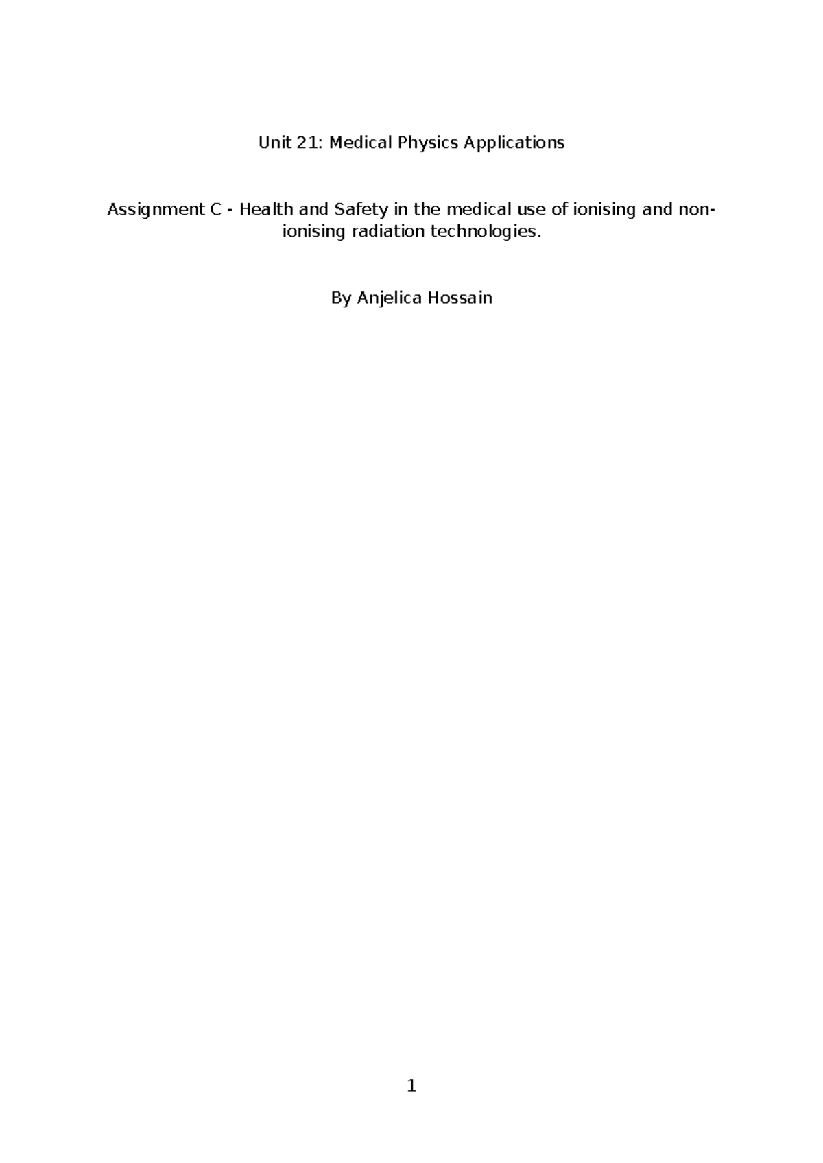 Unit 21: Medical Physics Applications - Health & Safety in Radiation ...
