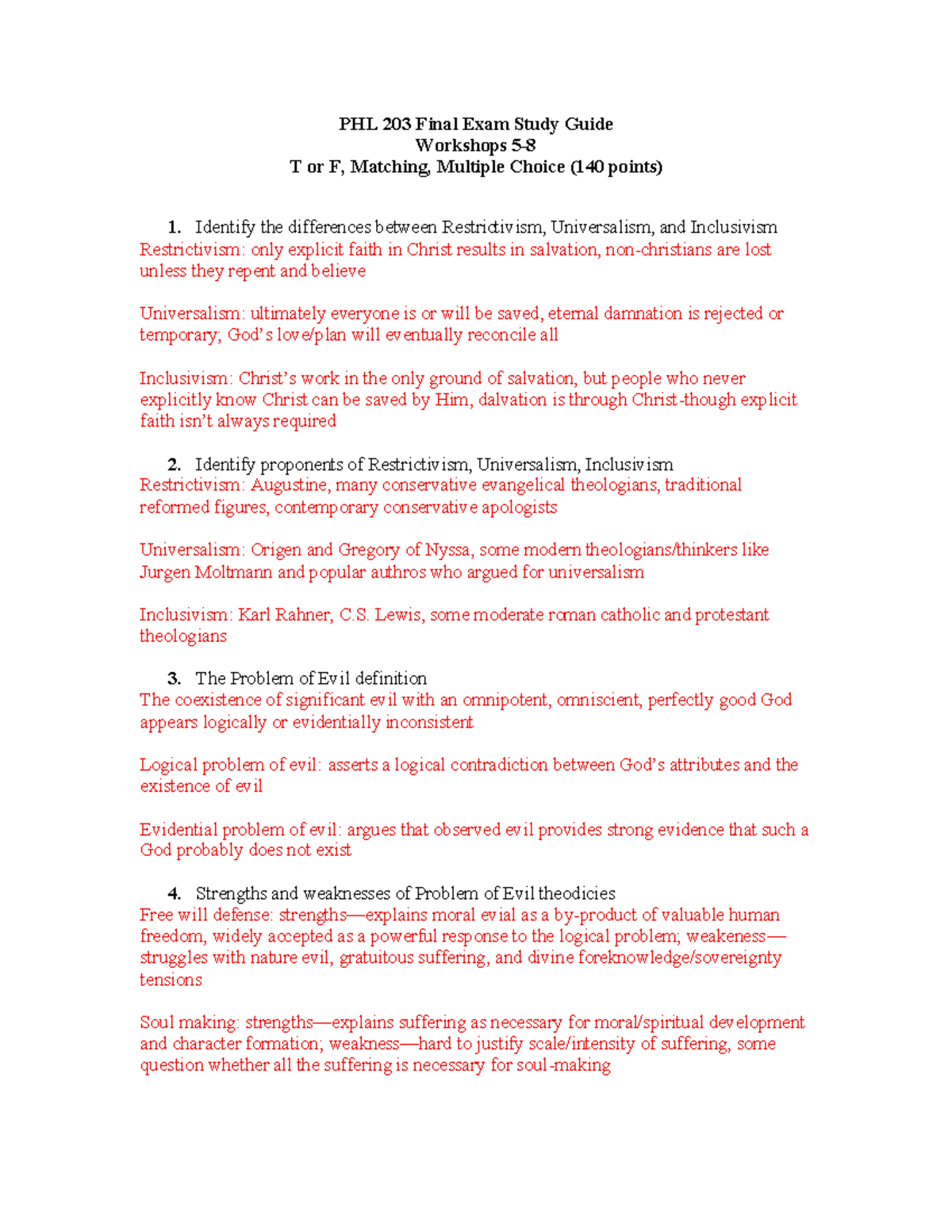 PHL 203 Final Exam Study Guide - Studocu