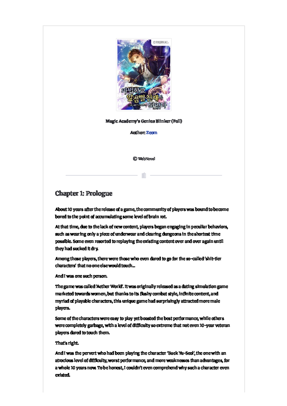 Magic Genius Blinker (Full) - WebNovel Ch. 1: Prologue - Studocu