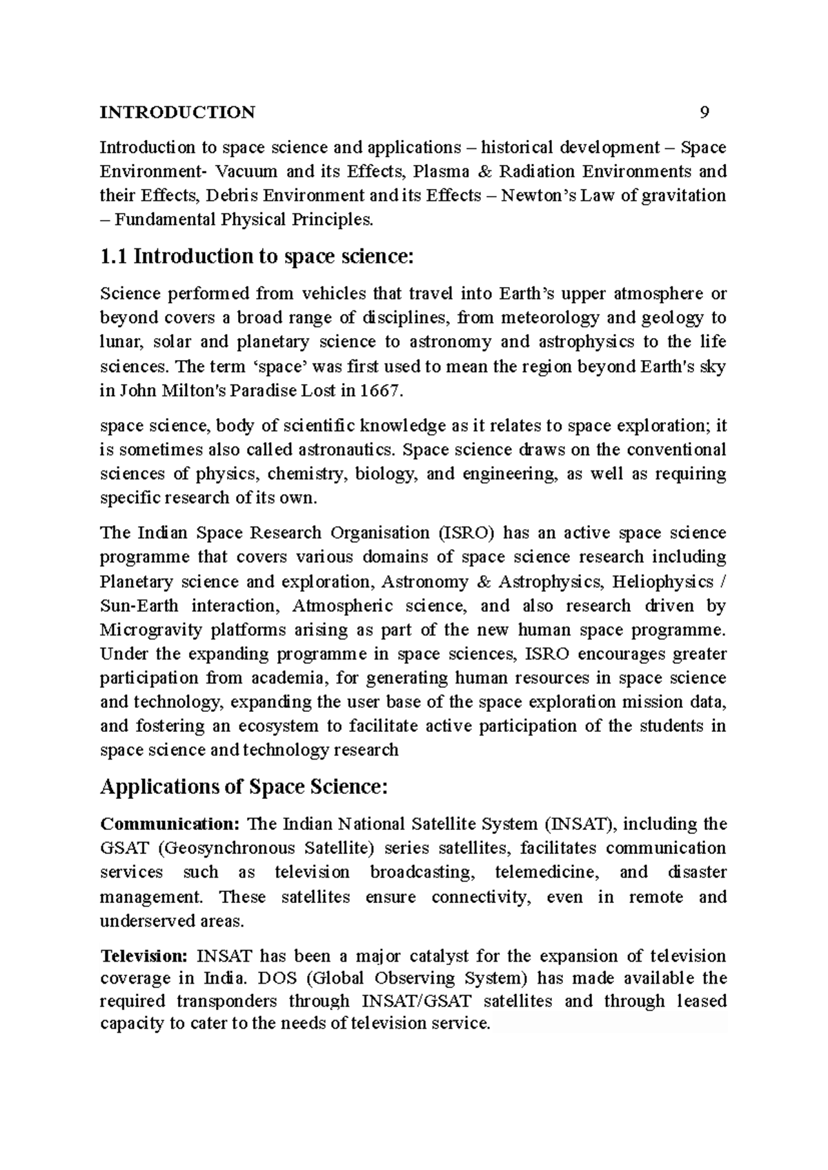 UNIT 1 Introduction to Space Science: Historical Development & Effects ...