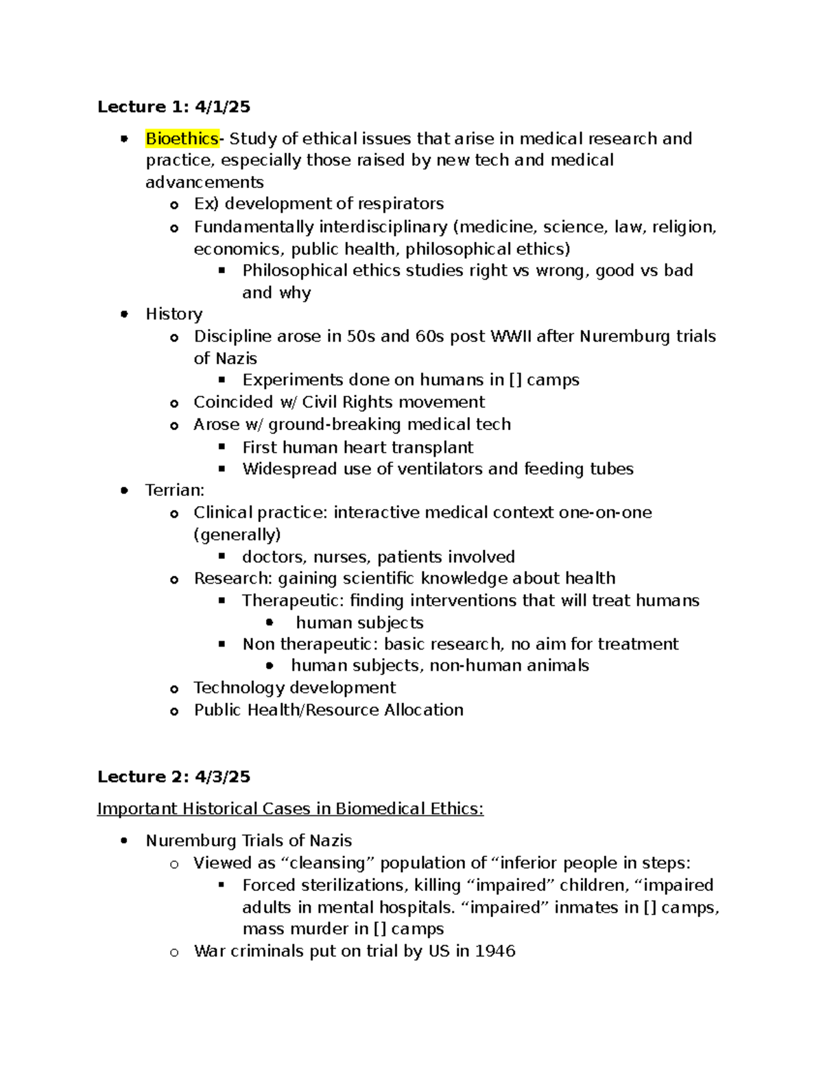 Bioethics Lecture Series: Ethical Theories and Case Studies in Medicine ...