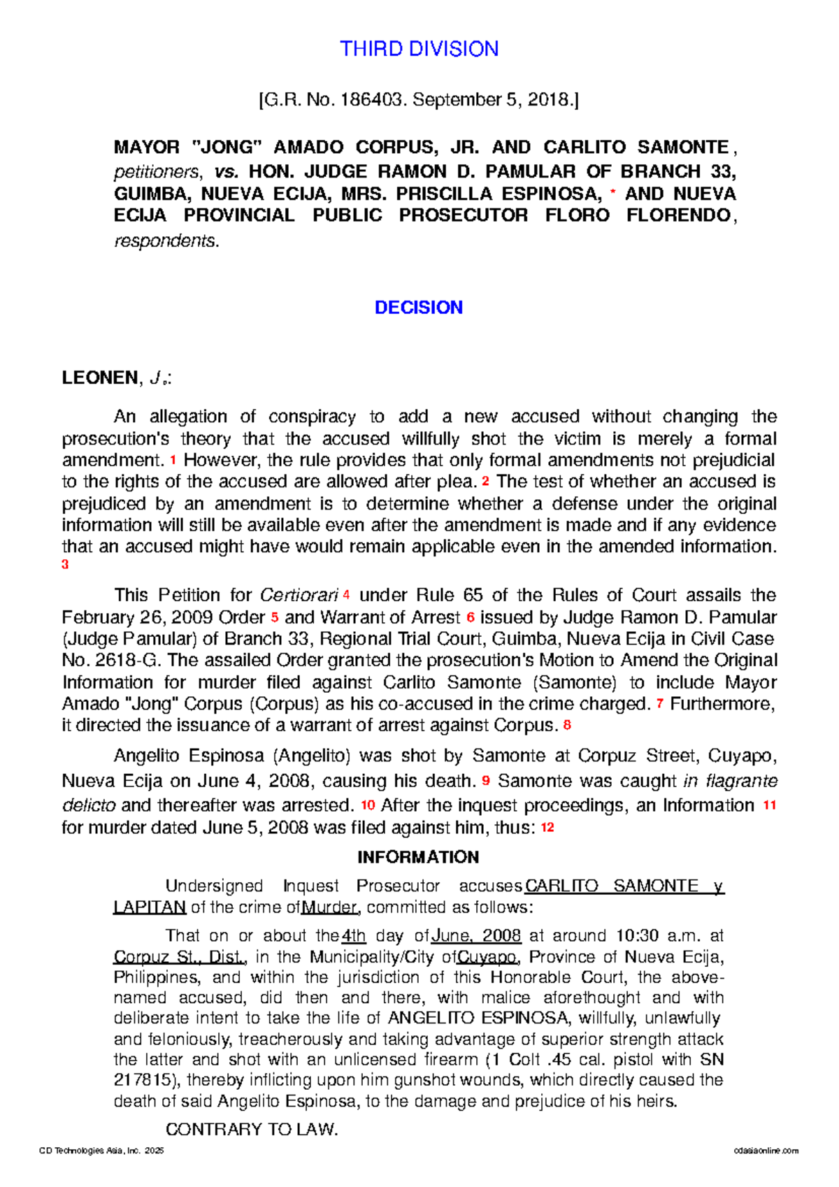 THIRD DIVISION No. 186403: Decision on Corpus, Jr. v. Pamular Case ...