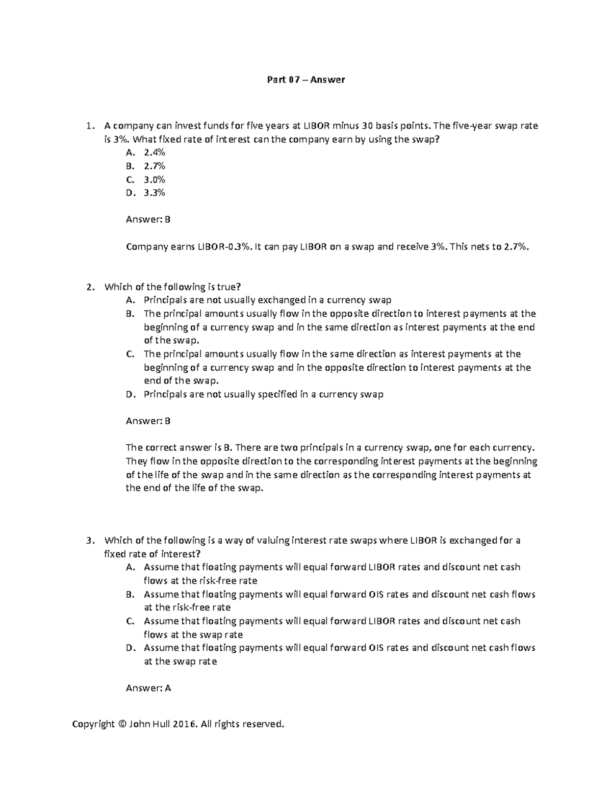 Part 07 - Answers on Financial Risk Management (B02035) - Studocu