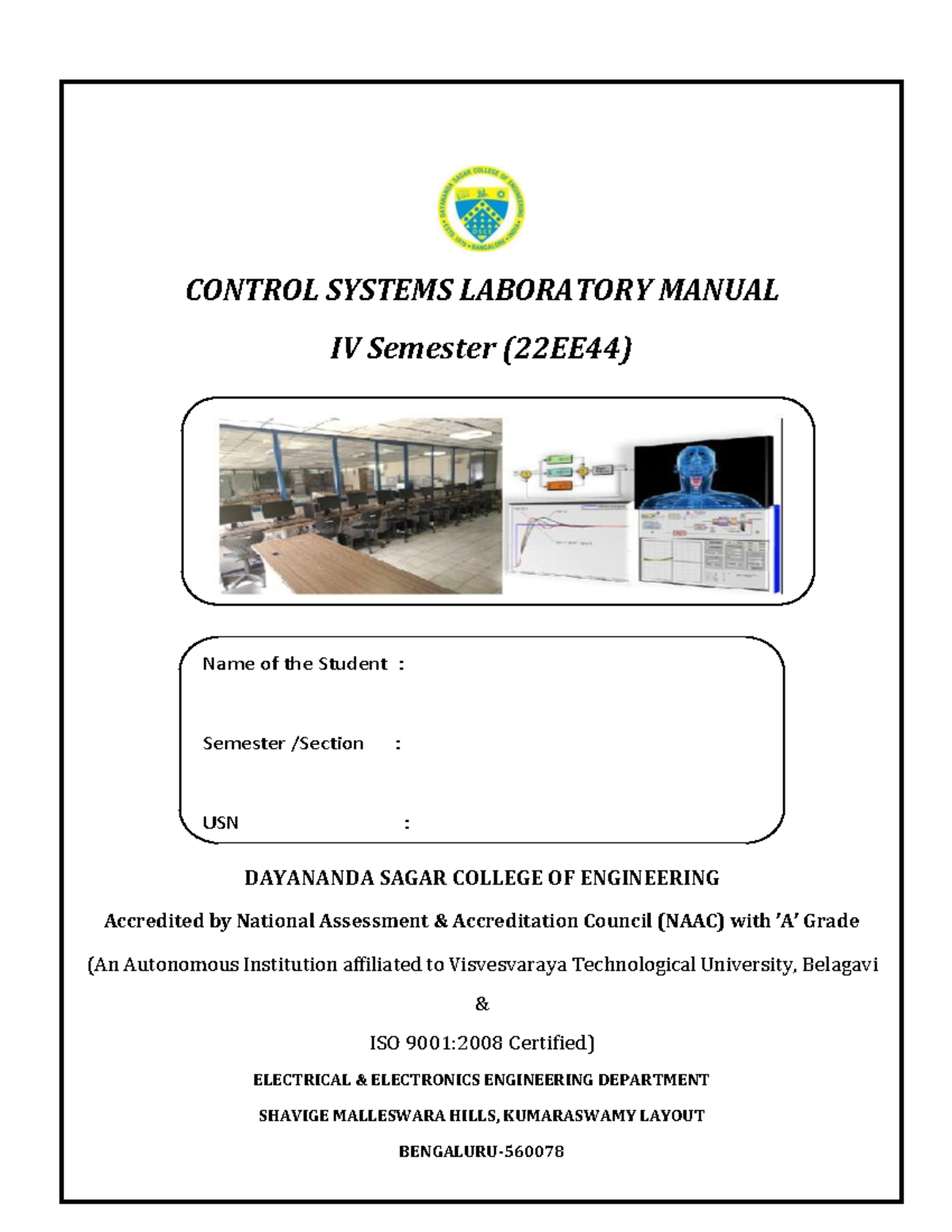Control Systems Lab Manual (22 EE44) - IV Semester Lab Experiments ...