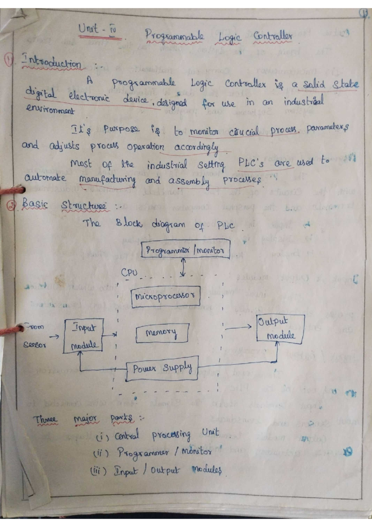 Unit 12 Mechatronics - PLC Intro & Design Notes - Studocu