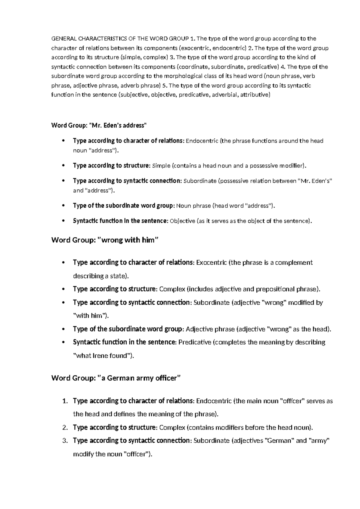 General Characteristics of Word Groups: Types & Functions - Studocu