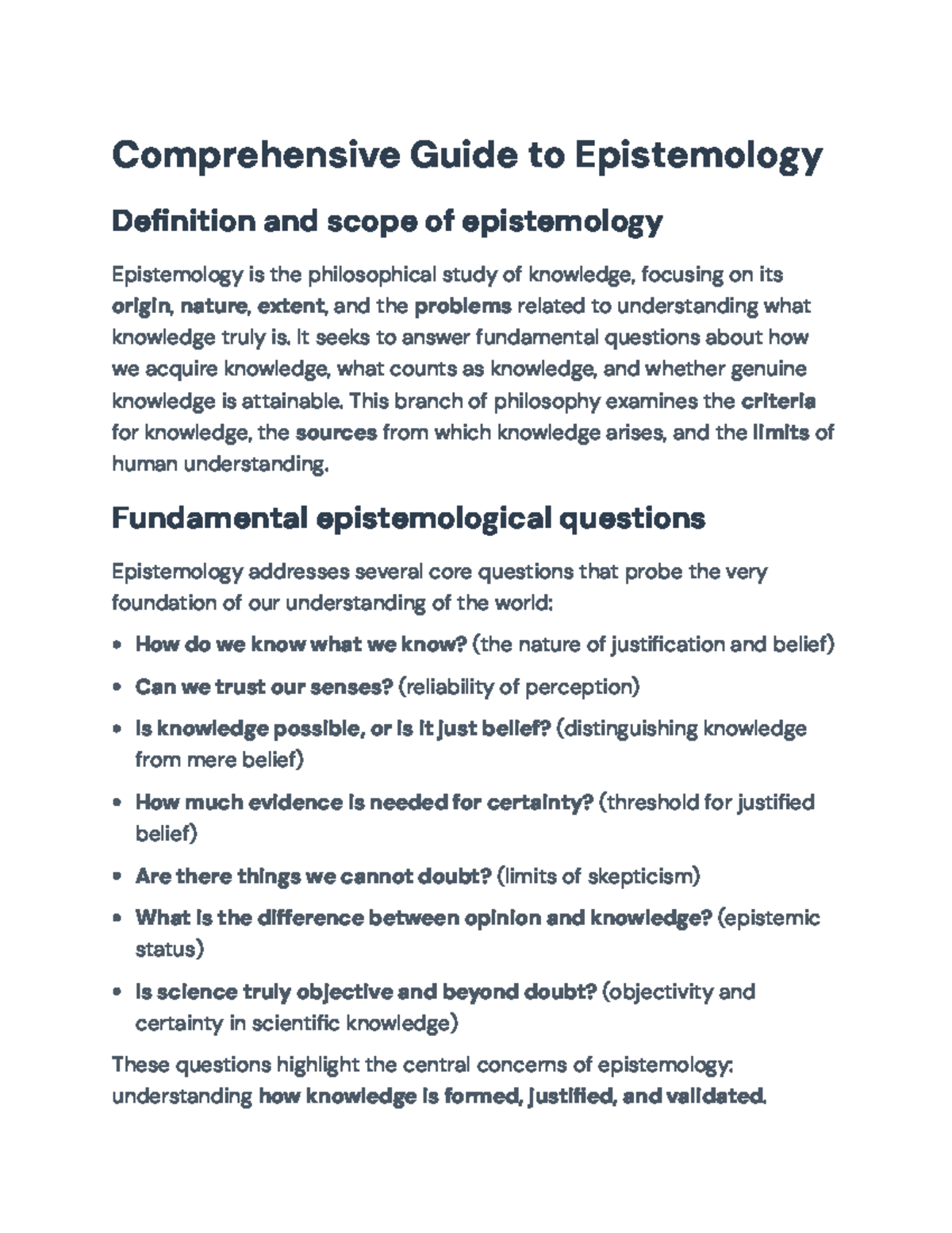 Final Exam Notes on Epistemology: Key Concepts & Skepticism - Studocu