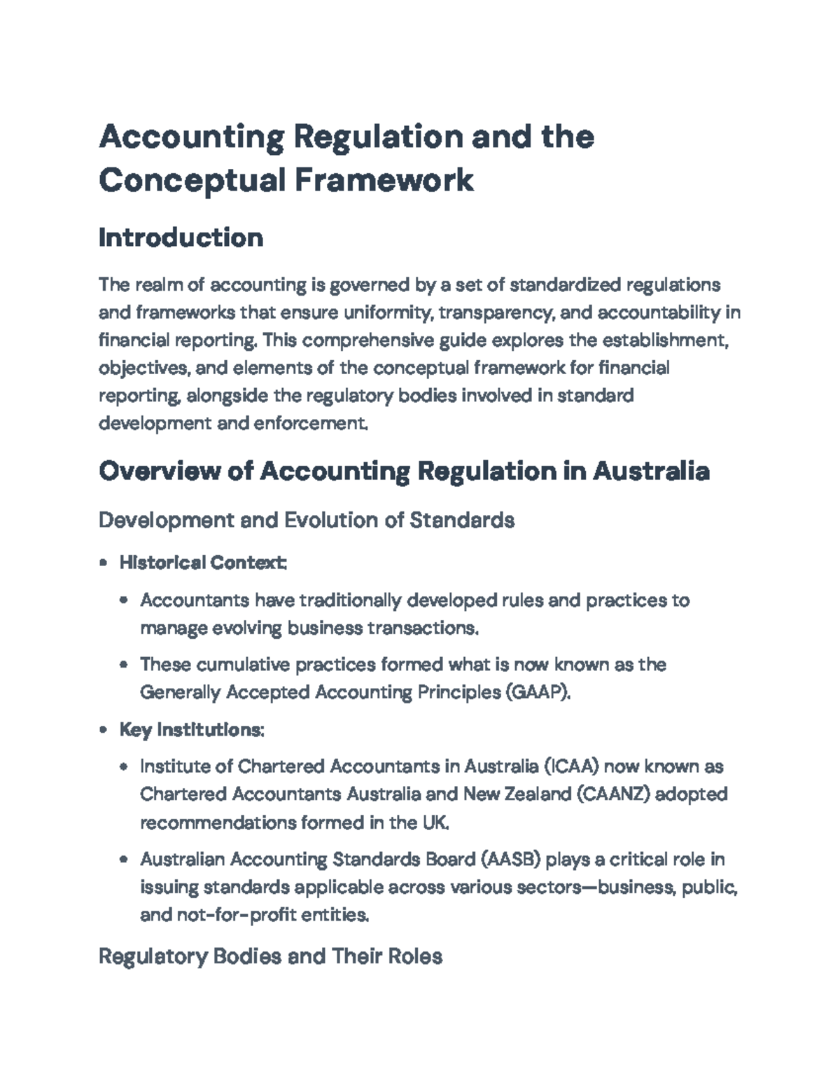 Accounting Standards and Conceptual Framework for Financial Reporting ...