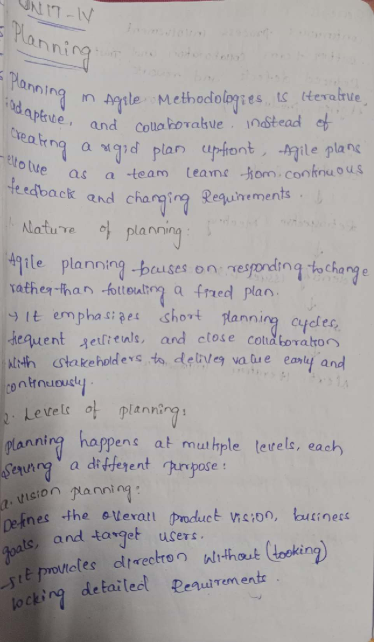 AGM Unit 4 - Lecture Notes on Agile Planning and Risk Management - Studocu