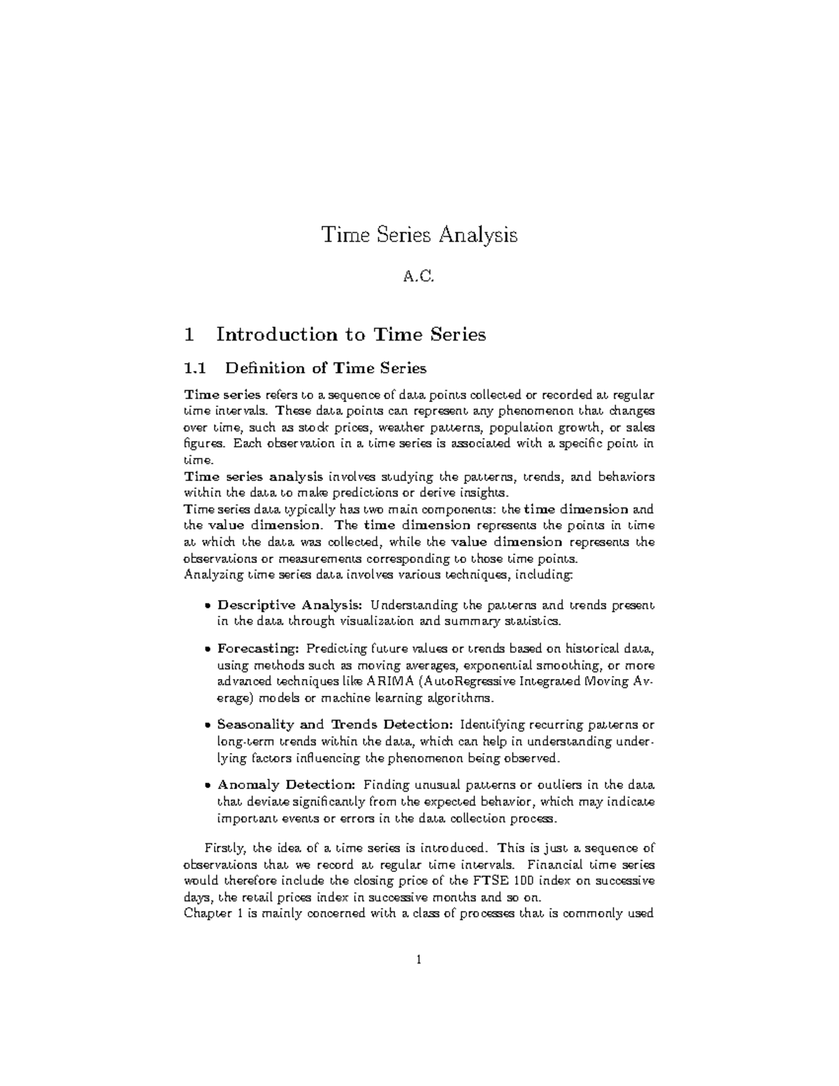 Time Series Analysis Notes - Introduction & Key Concepts (TS101) - Studocu
