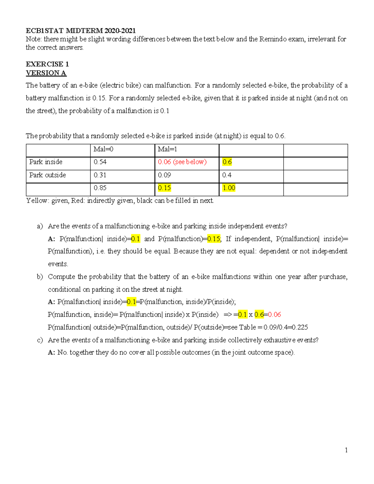 Stat 2020 Midterm Exam Solutions & Key Answers 2021 - Studeersnel