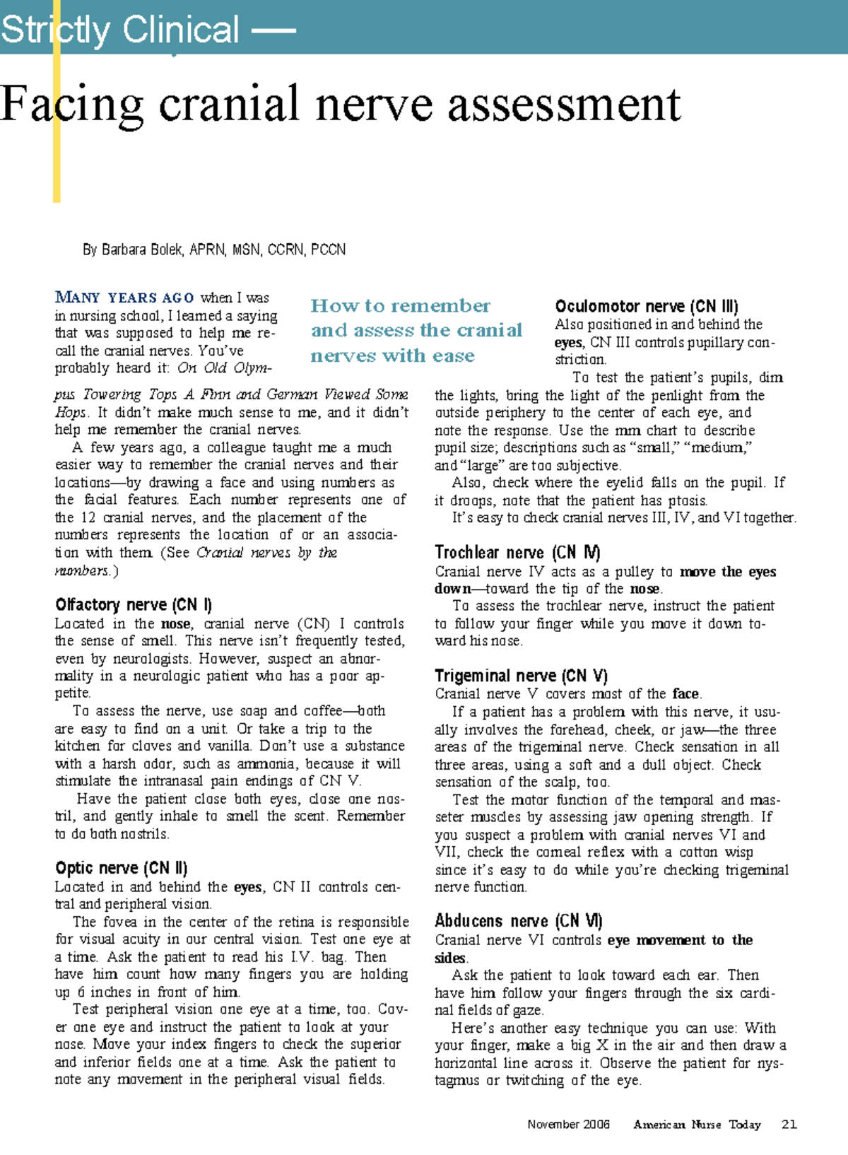 Know the Cranial Nerves - Strictly Clinicaly — Facing cranial nerve ...