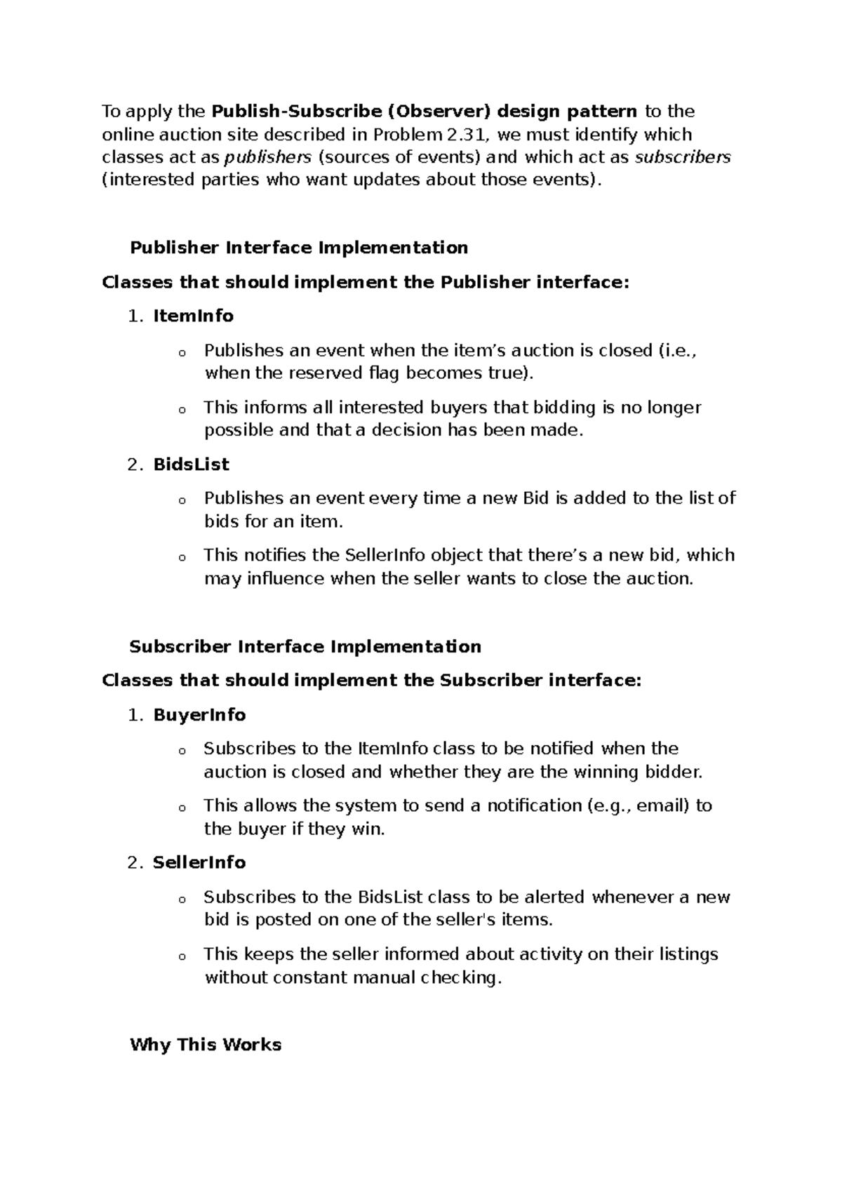 Observer Design Pattern Implementation for Online Auction Site (Unit 7 ...