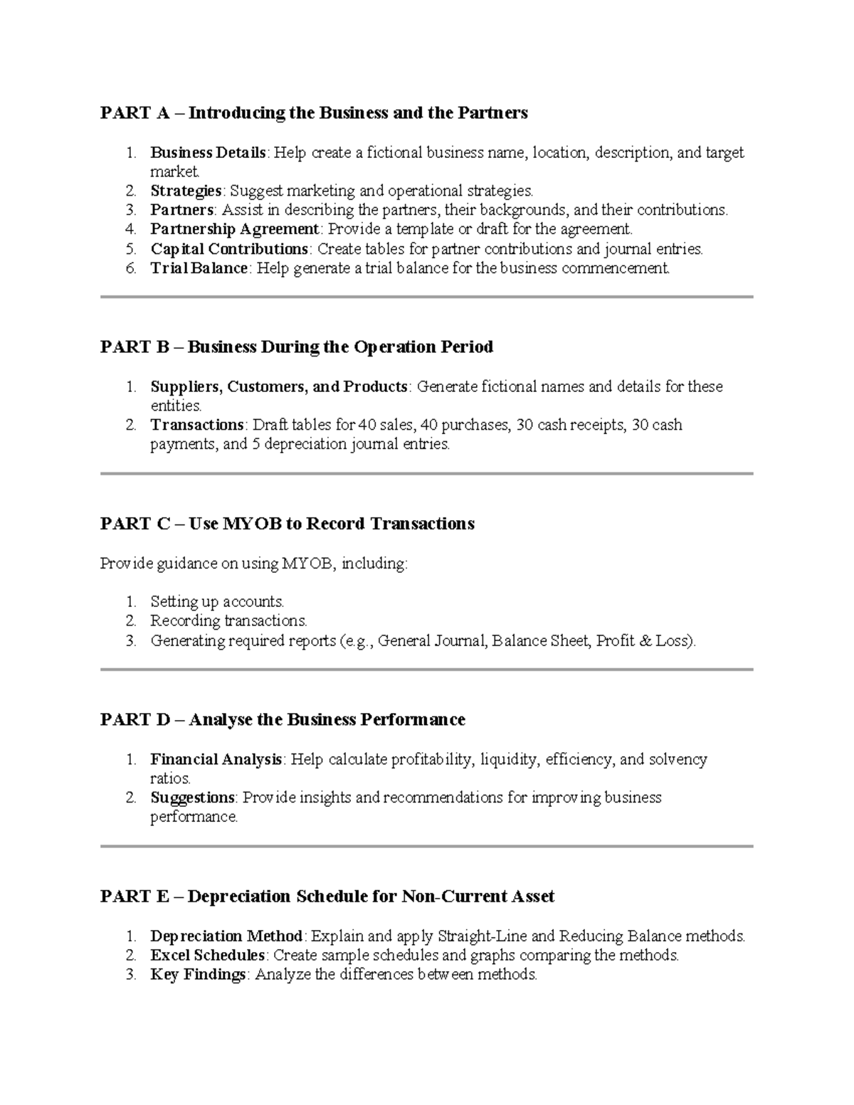 PART A - NOTES - PART A – Introducing the Business and the Partners ...