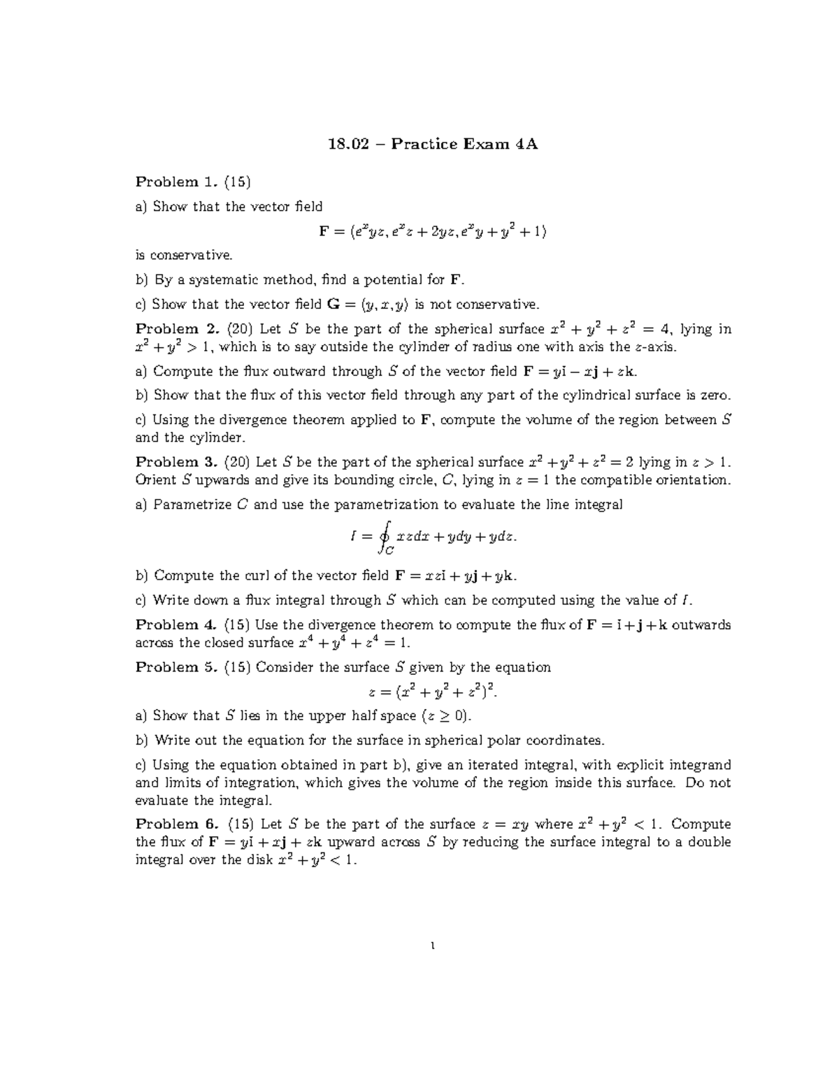 MIT CALC 3 FINAL EXAM PRACTICE PROBLEMS WITH SOLUTIONS - Studocu