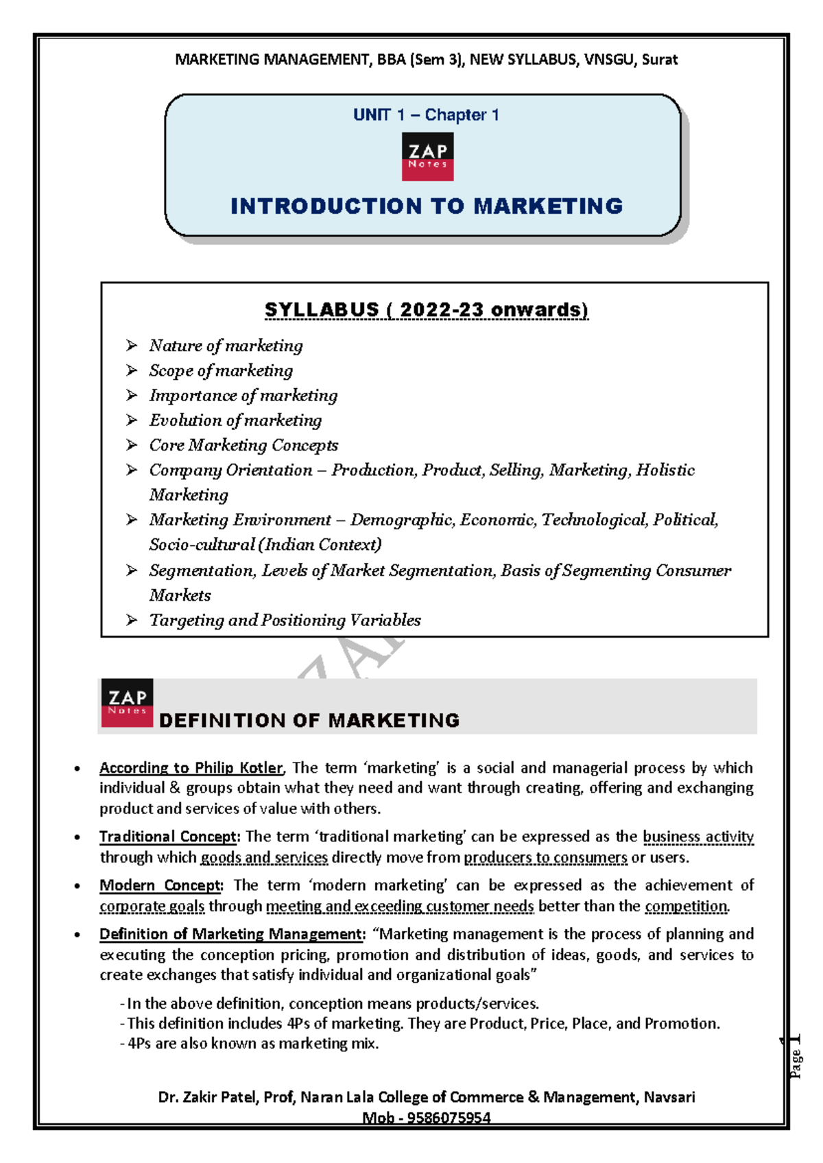 Introduction to Marketing (MKT 101): Concepts and Evolution - Studocu