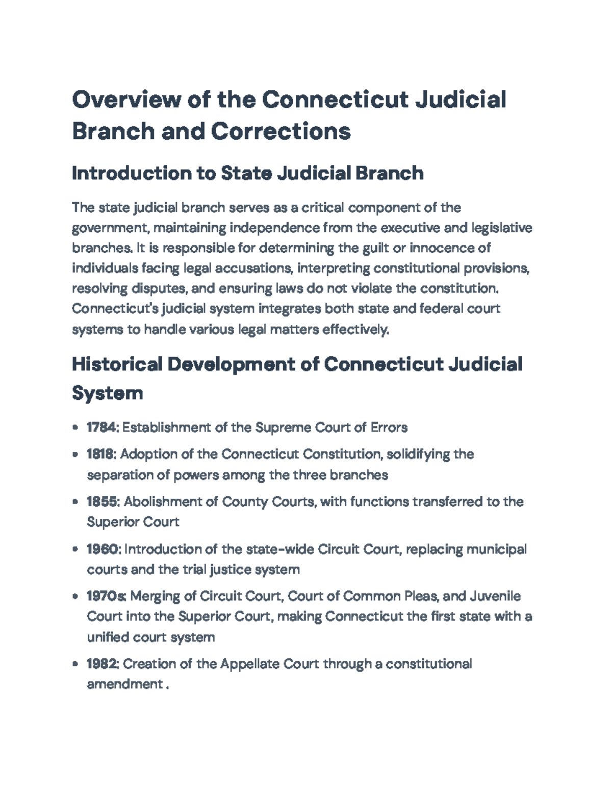 The State of Connecticut Judicial System: A Comprehensive Overview