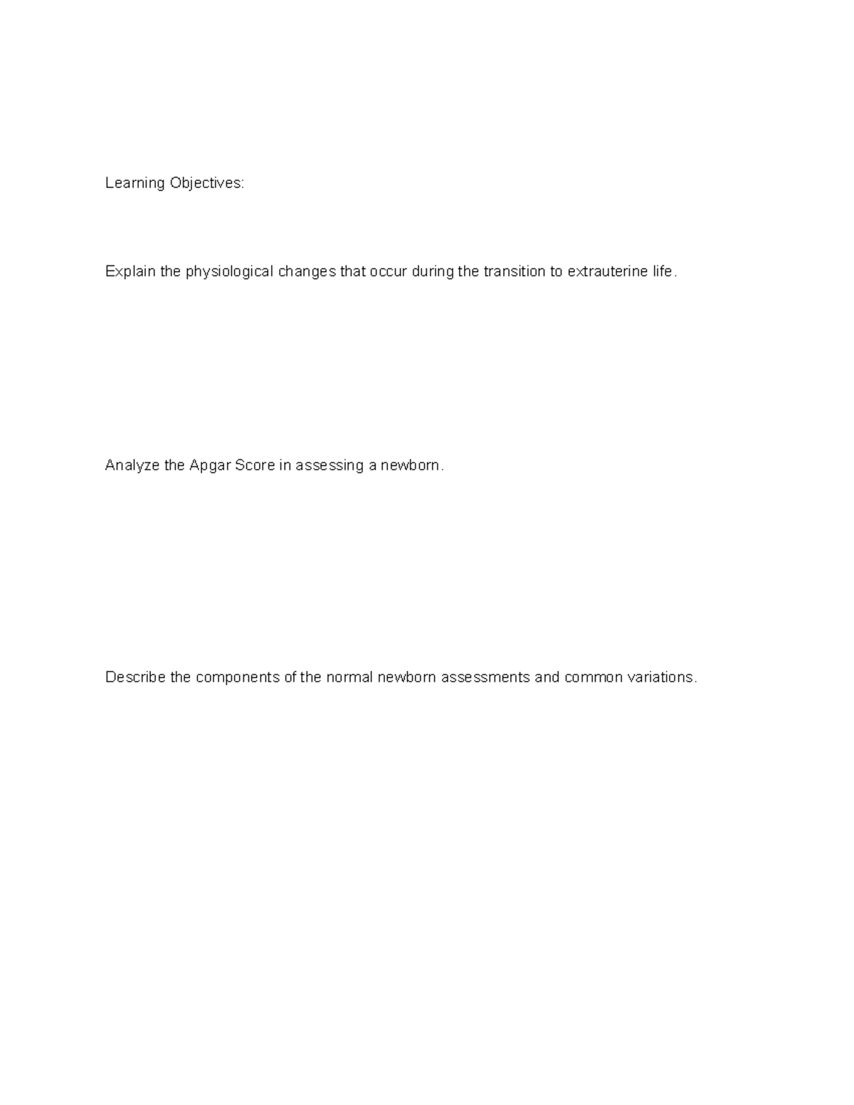 Target Competencies LP 1 & 2: Newborn and Postpartum Care Essentials ...