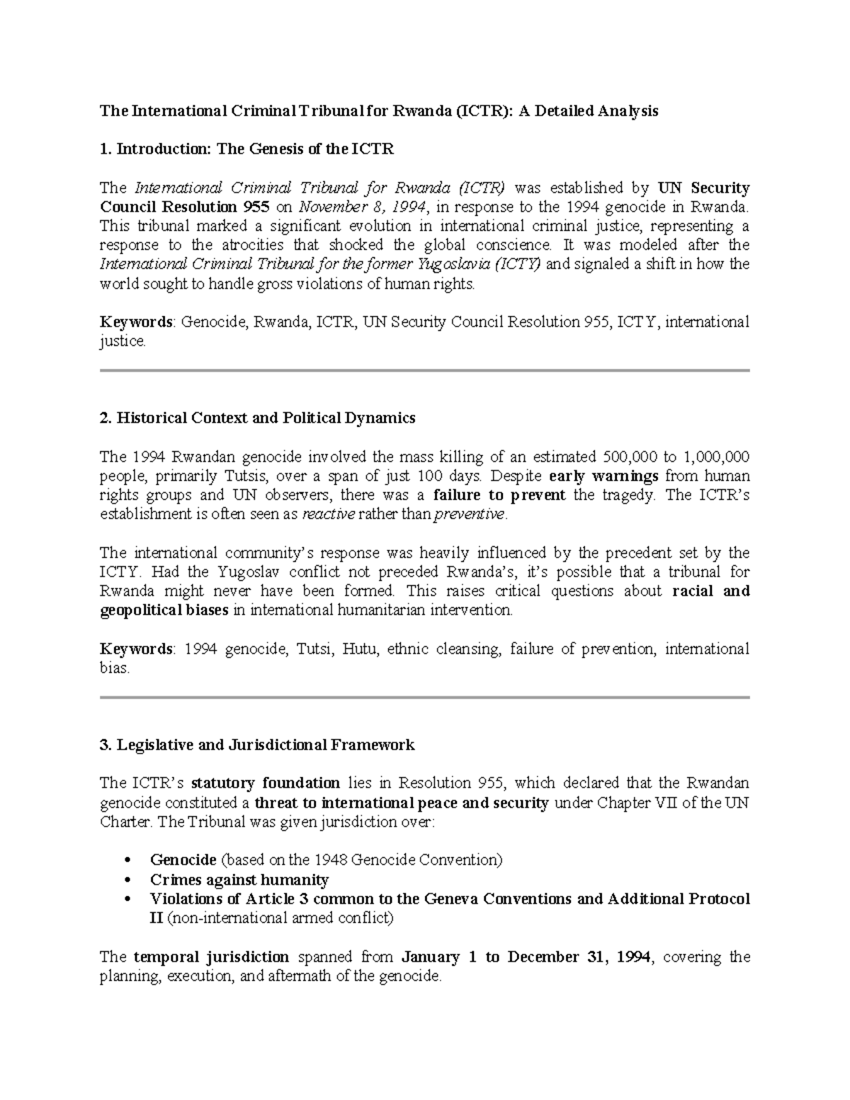 In-Depth Study of ICTR Jurisprudence on Complicity in Genocide - Studocu