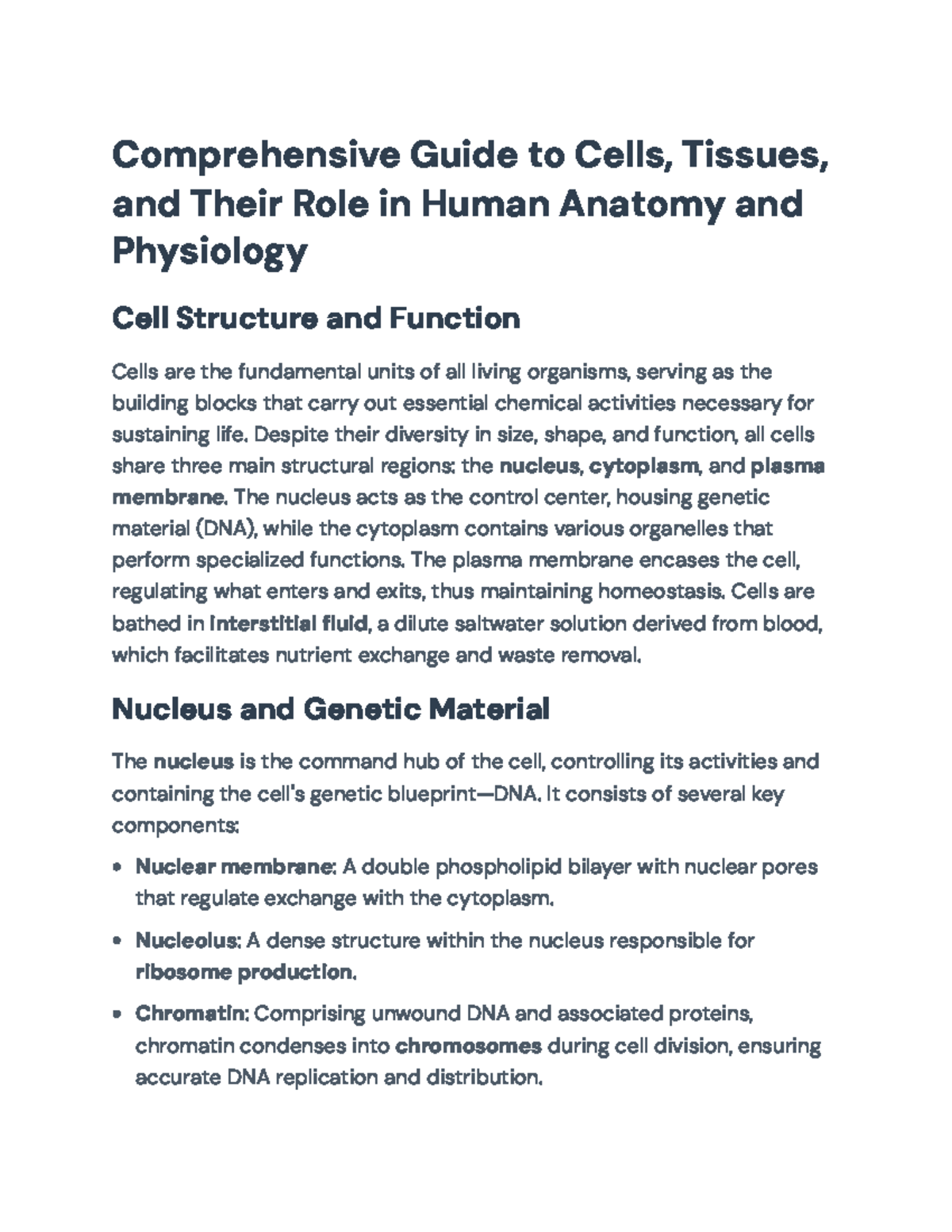 Comprehensive Overview of Cells and Tissues in Human Anatomy ...