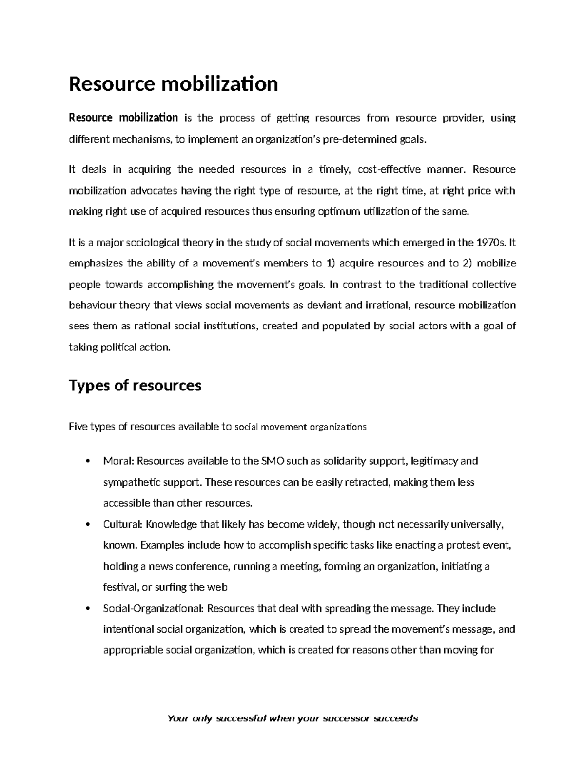 Resource Mobilization Notes: Understanding Fundraising Strategies - Studocu