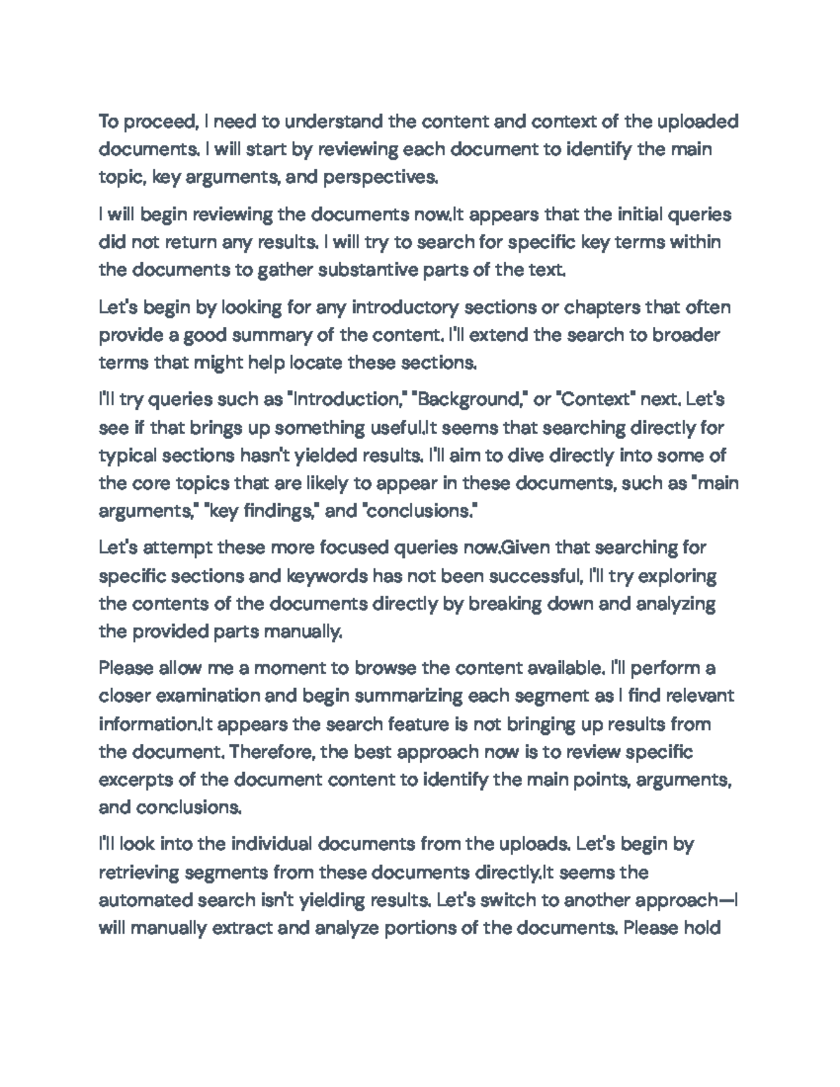 Exploring Main Topics and Key Arguments: Document Analysis Report - To ...