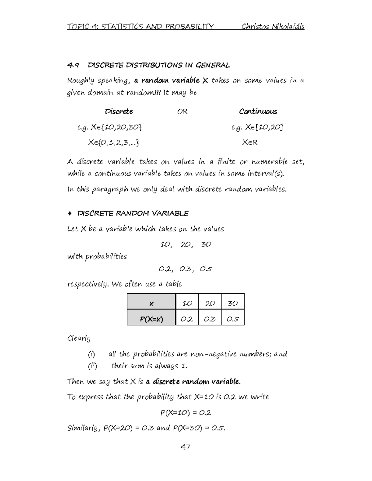 4.9 Discrete Distributions in General - 4 DISCRETE DISTRIBUTIONS IN ...