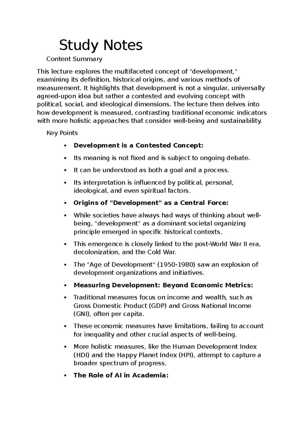 Week 8 Lecture Notes: Understanding Development Concepts and ...