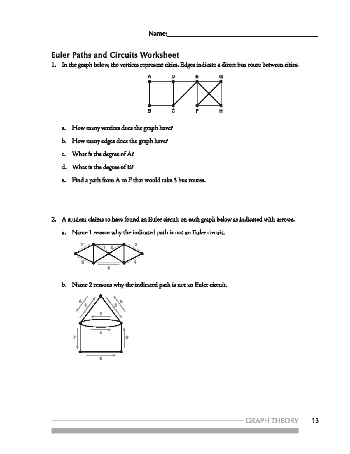 Hamilton Paths And Circuits Worksheets