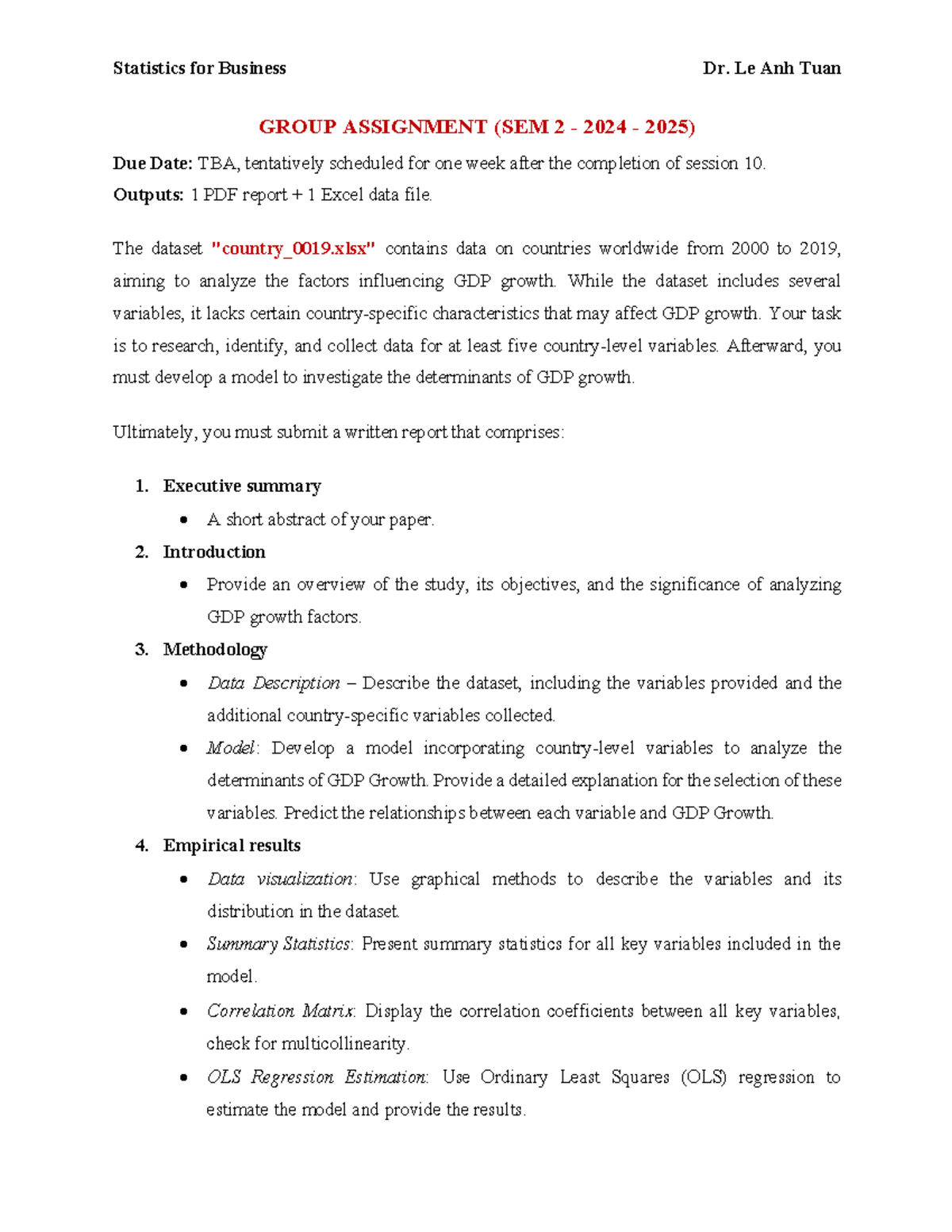 GA (Sem 2 - 2024-2025) - Group Assignment on GDP Growth Analysis - Studocu