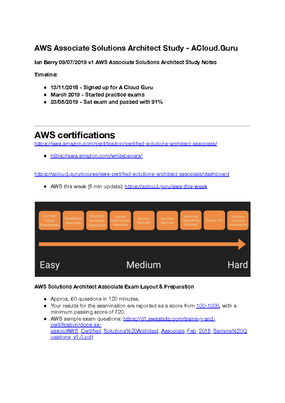 AWS Associate Solutions Architect Exam Study Notes - Comprehensive ...