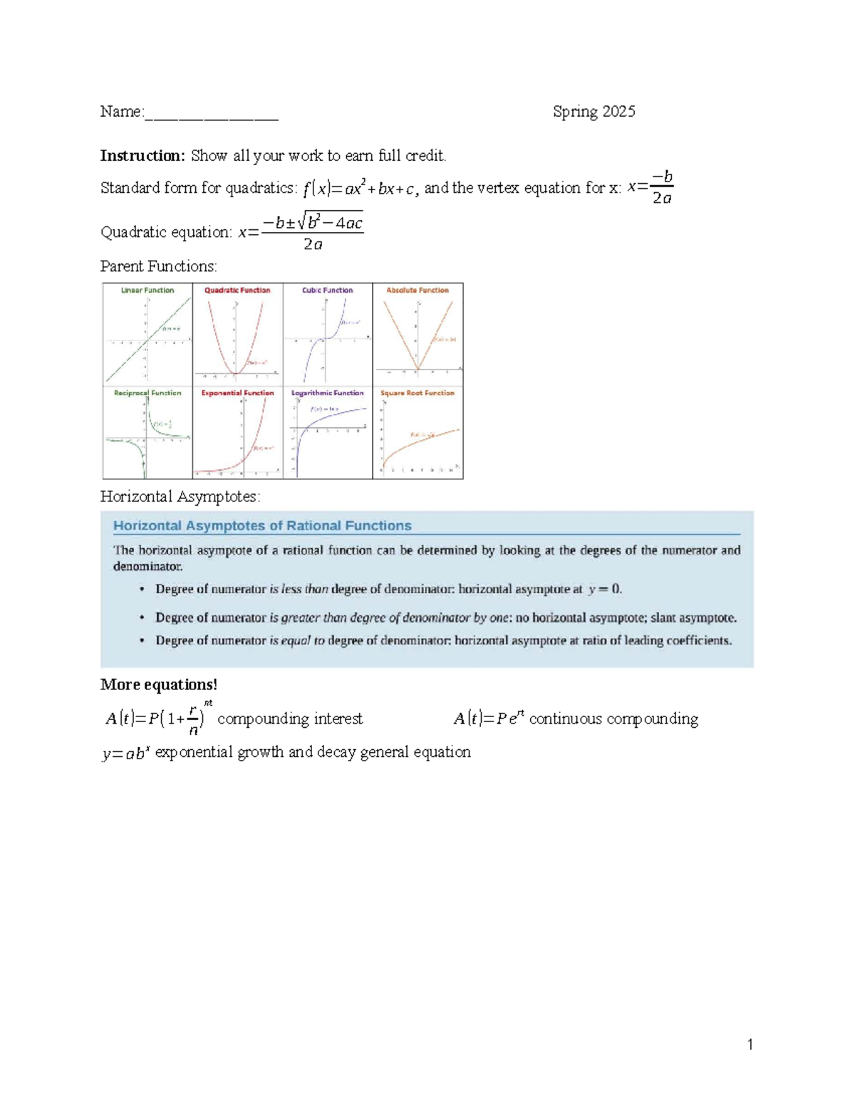 Math 20 - Fall 2022 Exam 1 Review and Practice Questions - Name ...