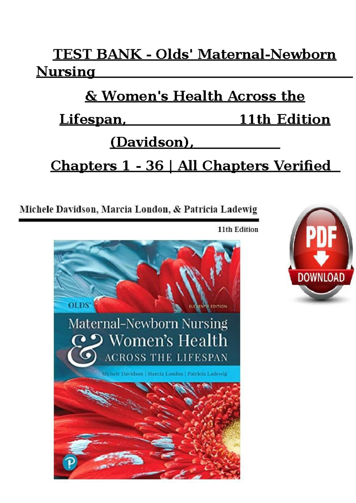 Test Bank for Nursing Health Across the Lifespan (NUR 101) - Chapters 1 ...