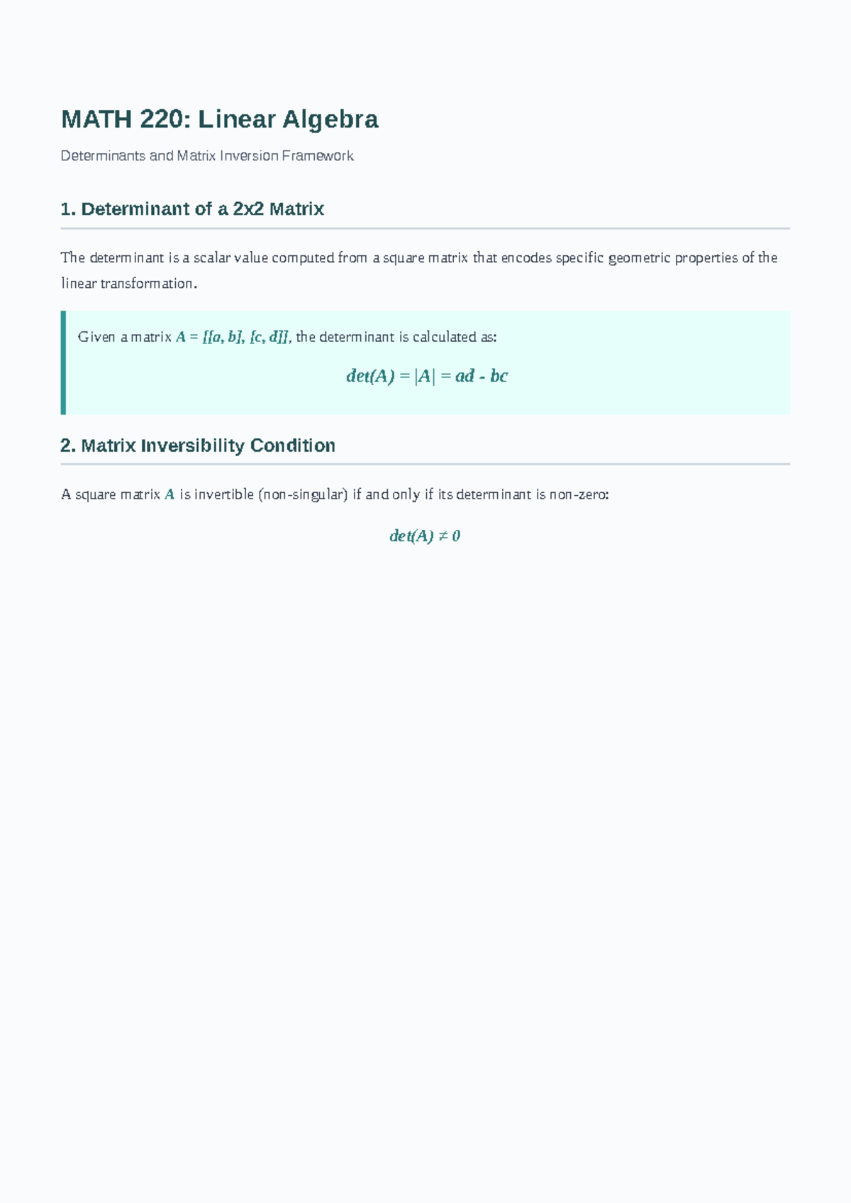 Study files v3 MATH220 Linear Algebra Determinants - MATH 220: Linear ...