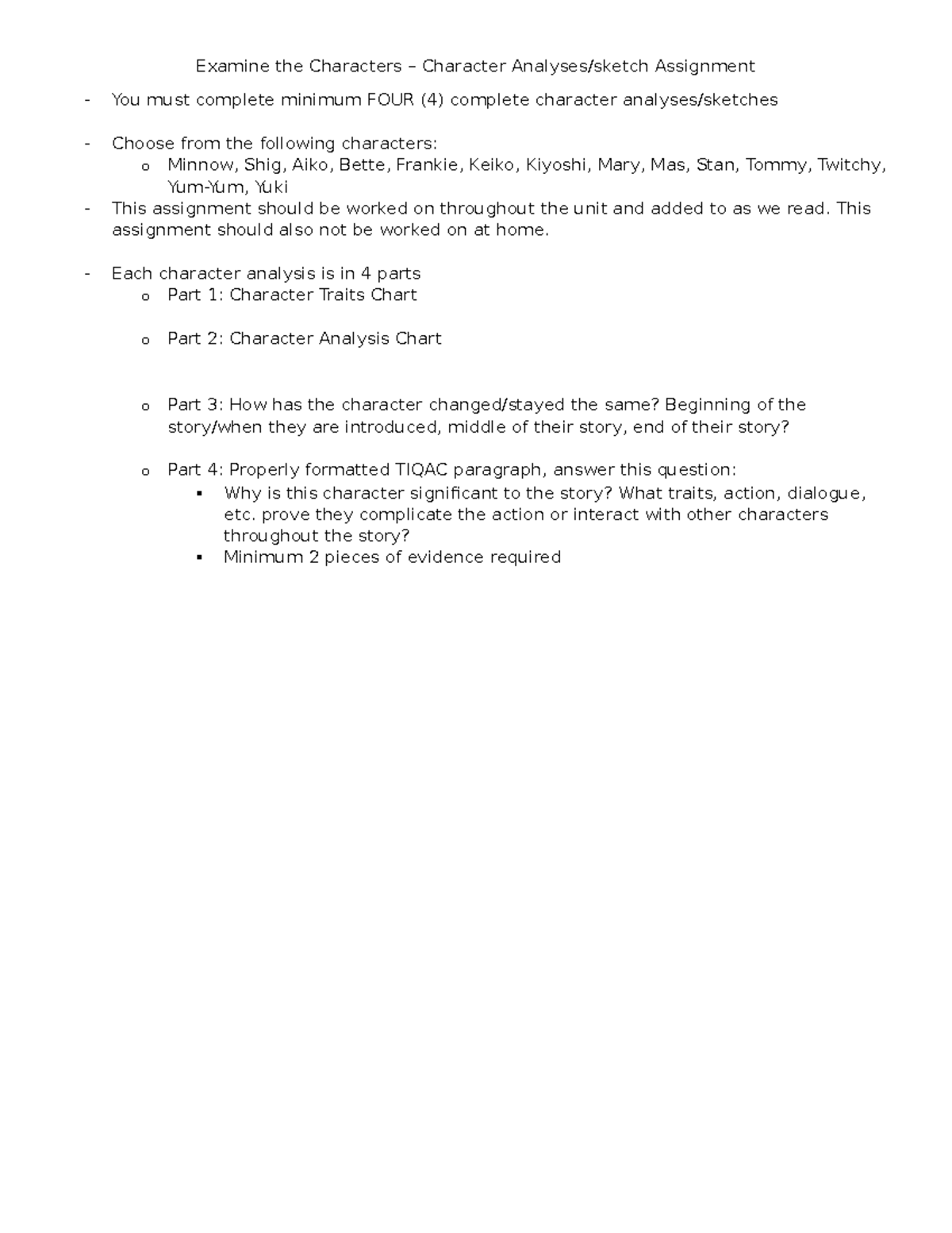 Character Analysis Assignment: We Are Not Free (2026) - Studocu