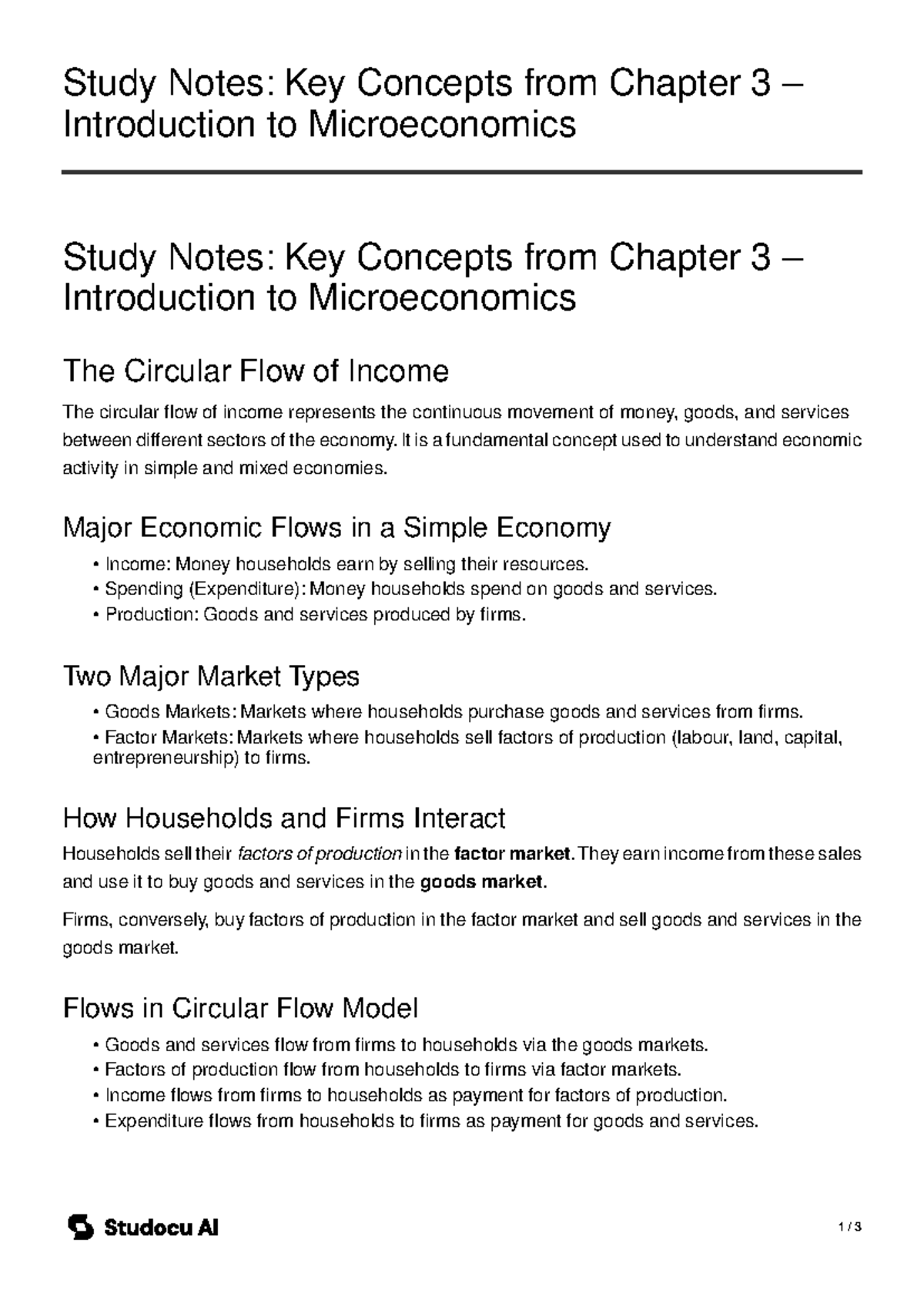 Study Notes: Key Concepts from Chapter 3 - Intro to Microeconomics ...