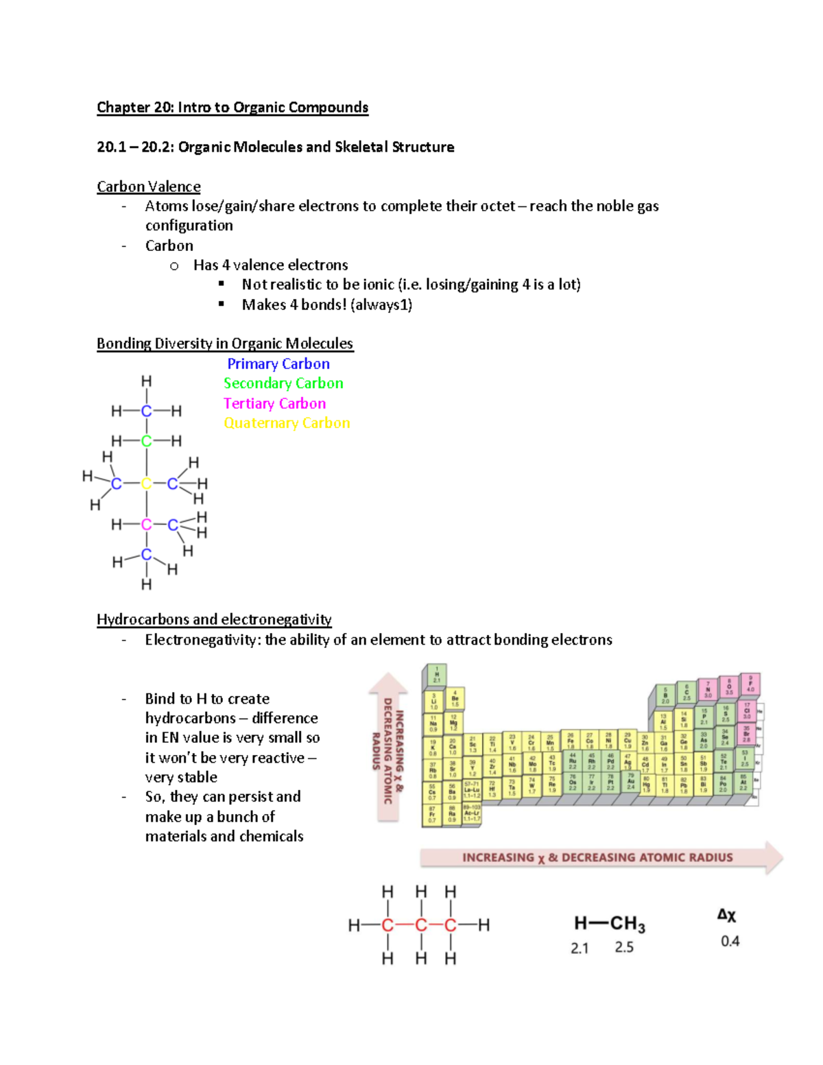 Chem 110: Midterm Final Lecture Notes on Organic Compounds - Studocu